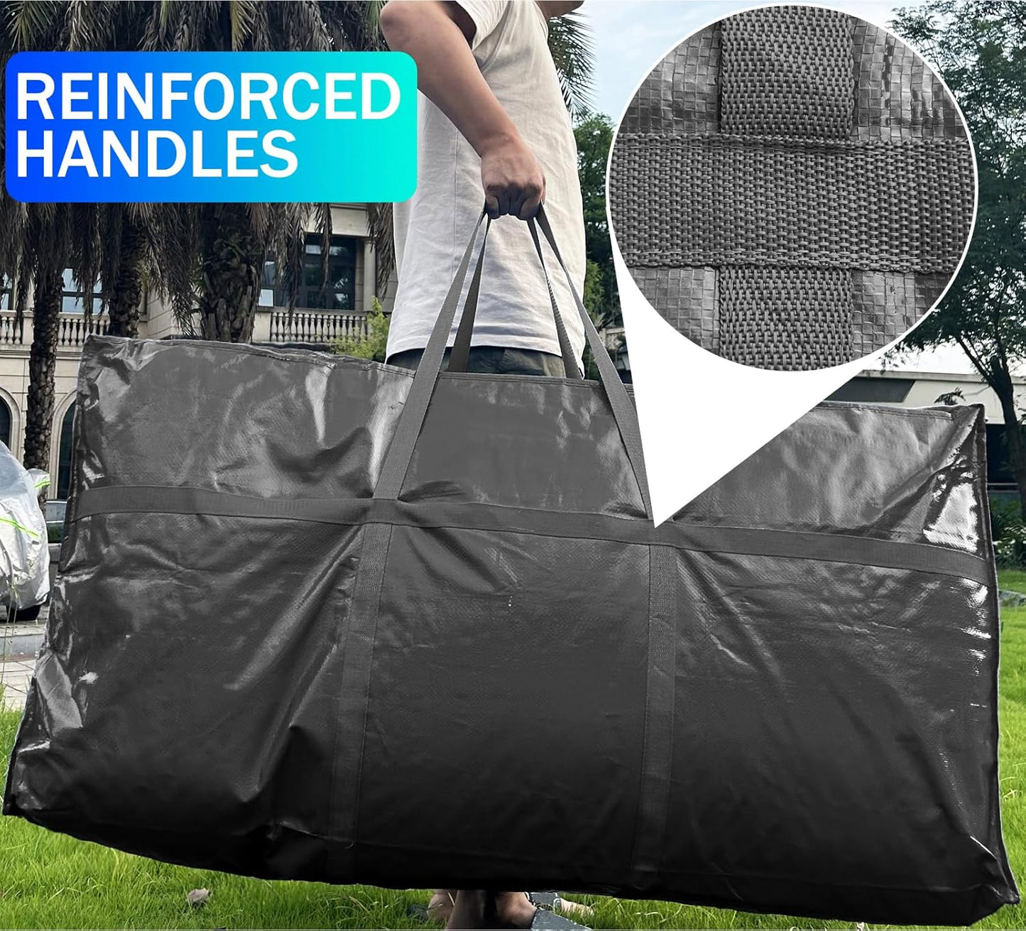 66 Gallon Extra Large Storage Bags, Huge Moving Bags Heavy Duty with Zipper and Stronger Handles, Big Foldable Duffle Bag for Travel - Storage Totes Moving Boxes for College, Christmas Tree, Bedding