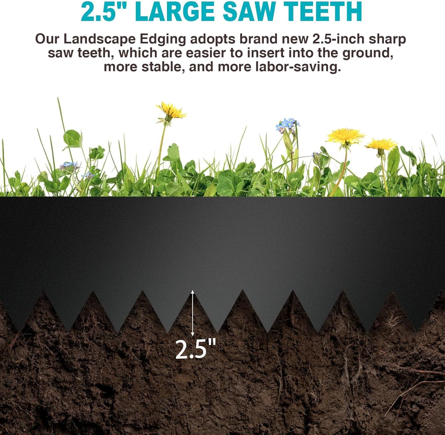 6 Inch Metal Landscape Edging, 6 Pack Heavy Duty Galvanized Steel Garden Edging,Steel Landscape Edging with 7 Clips for Lawn, Pathway, Yard