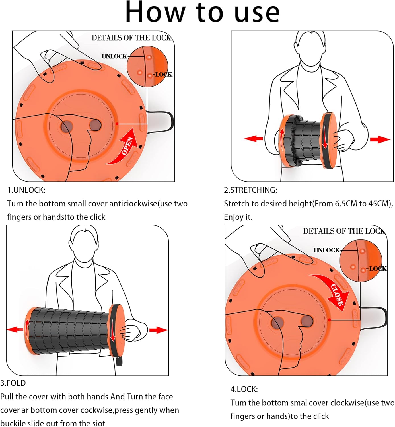 ALEVMOOM Telescoping Stool with Cushion,Portable Collapsible Stool,Camping Stools Retractable Folding Chair,More Sturdy Capacity 440Ib,for Garden Hiking Travel BBQ with Carry Bag&Carabiner
