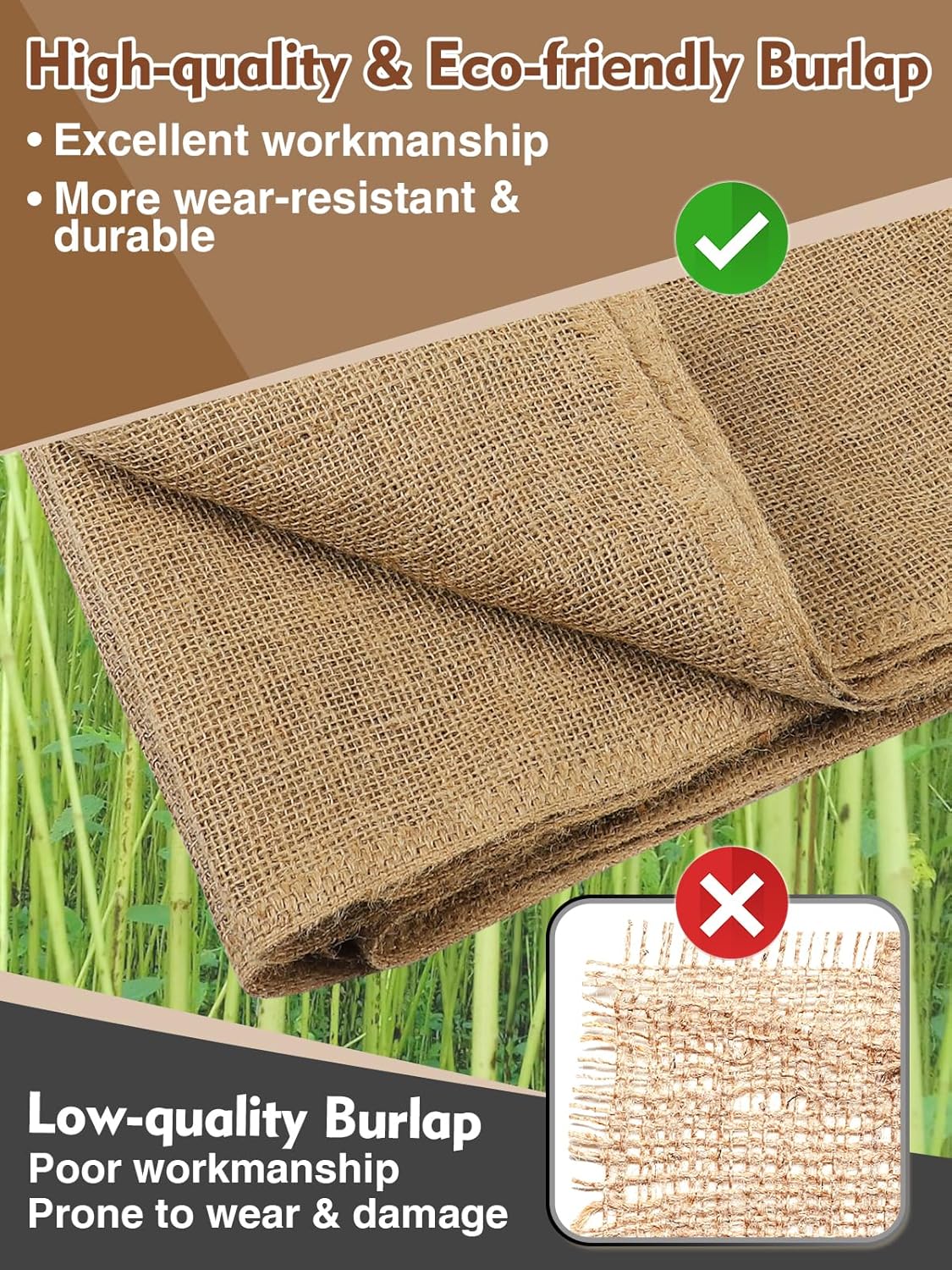 ANPHSIN 40ftx40in Natrual Burlap Plant Covers Freeze Protection - Winter Frost Plant Blankets, Frost Cloth Tree Wrap for Outdoor Bushes Trees Potted Plants Cold Weather