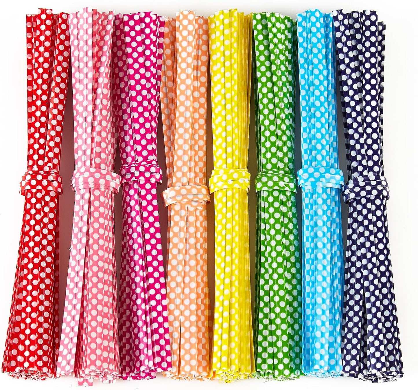 100 PCS 4" Polka-Dotted Bag Twist Ties,Mixed 8 Colors Plastic Twist Ties Bread Bags Ties for Candy Cookies Gift Bags and Decoration