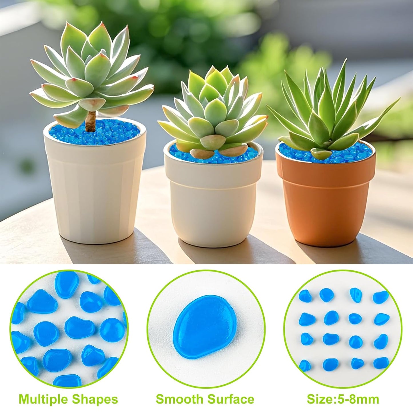 800pcs 5-8mm Bule Glow in The Dark Garden Pebbles Stones 5-8mm Luminous Stones Glow in The Dark Rocks Outdoor Glow Pebbles Aquarium Rocks for Garden Path Walkway Yard Fish Tank Plant Pots