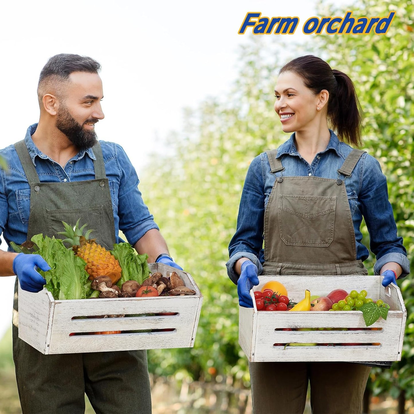 ELONG HOME Wooden Crate, 2 Pack Fast Assemble Wooden Crate for Storage, Decorative Farmhouse Wooden Crate Basket, Vintage Wood Crates Display for Fruits and Vegetables