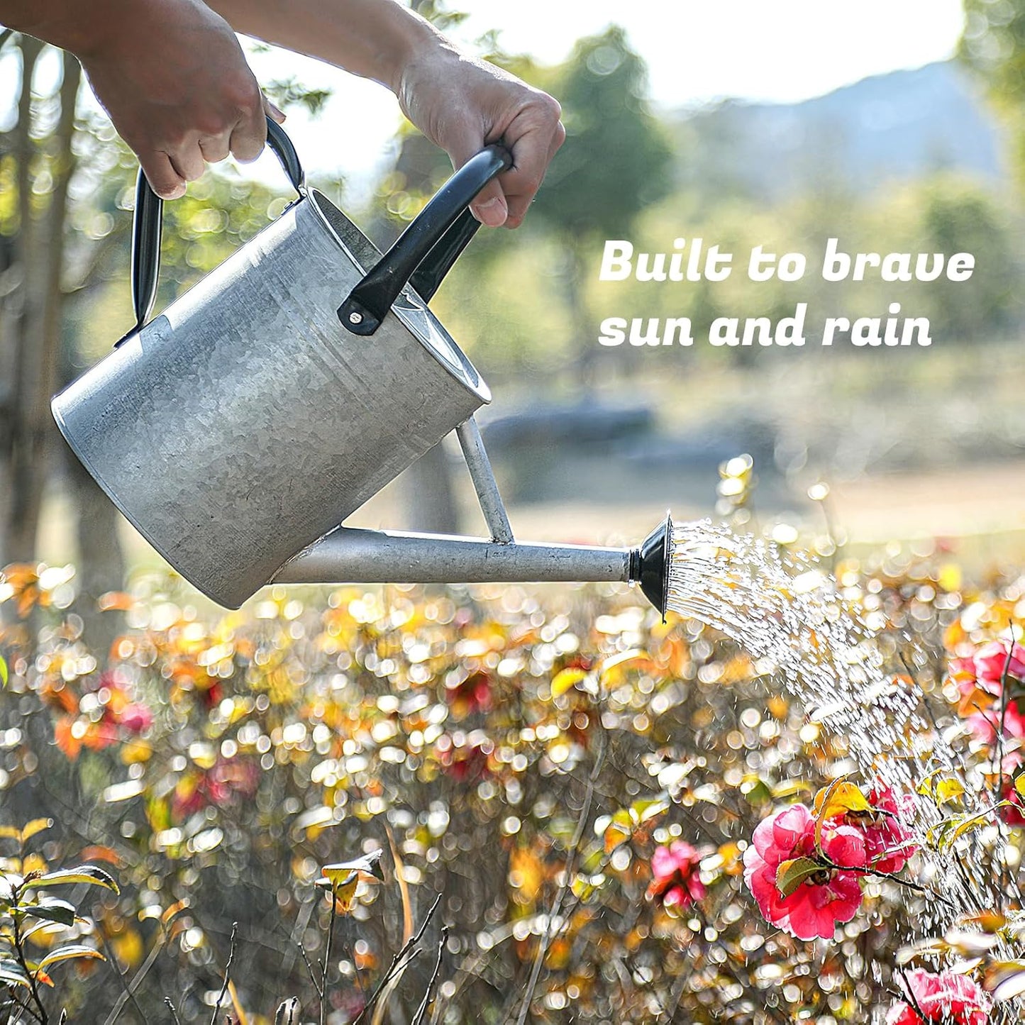 1 Gallon Watering Can for Plants, Watering Cans for Indoor&Outdoor Gardening, Galvanized Steel Watering Pot with Removable Spout, Metal Water Can with Ergonomic Movable Handle(Rustic Silver)