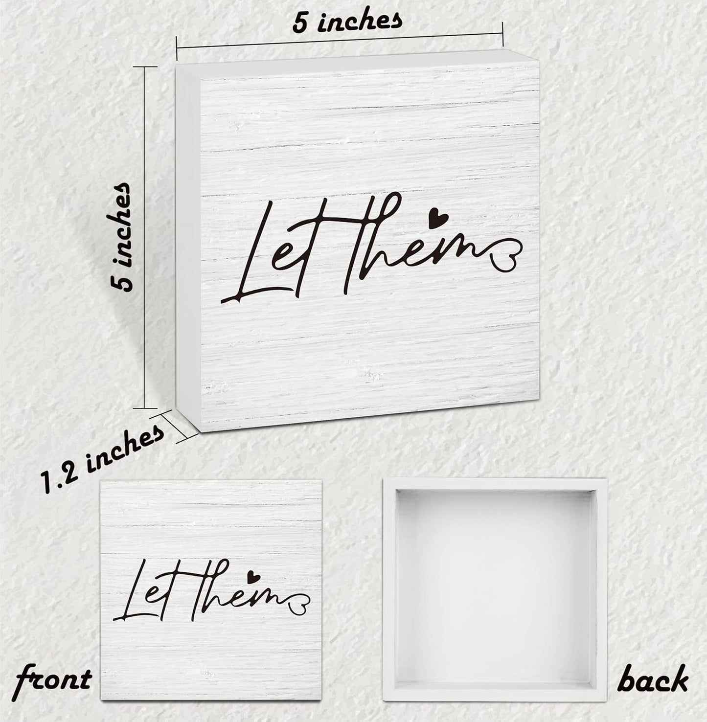 Let Them Wooden Sign, Desk Decorations For Women Office, 5x5 Inch Farmhouse Funny Office Decor Wood Box Sign, Desk Shelf Cubicle Accessories, Appreciation Gifts for Coworkers Boss, 06