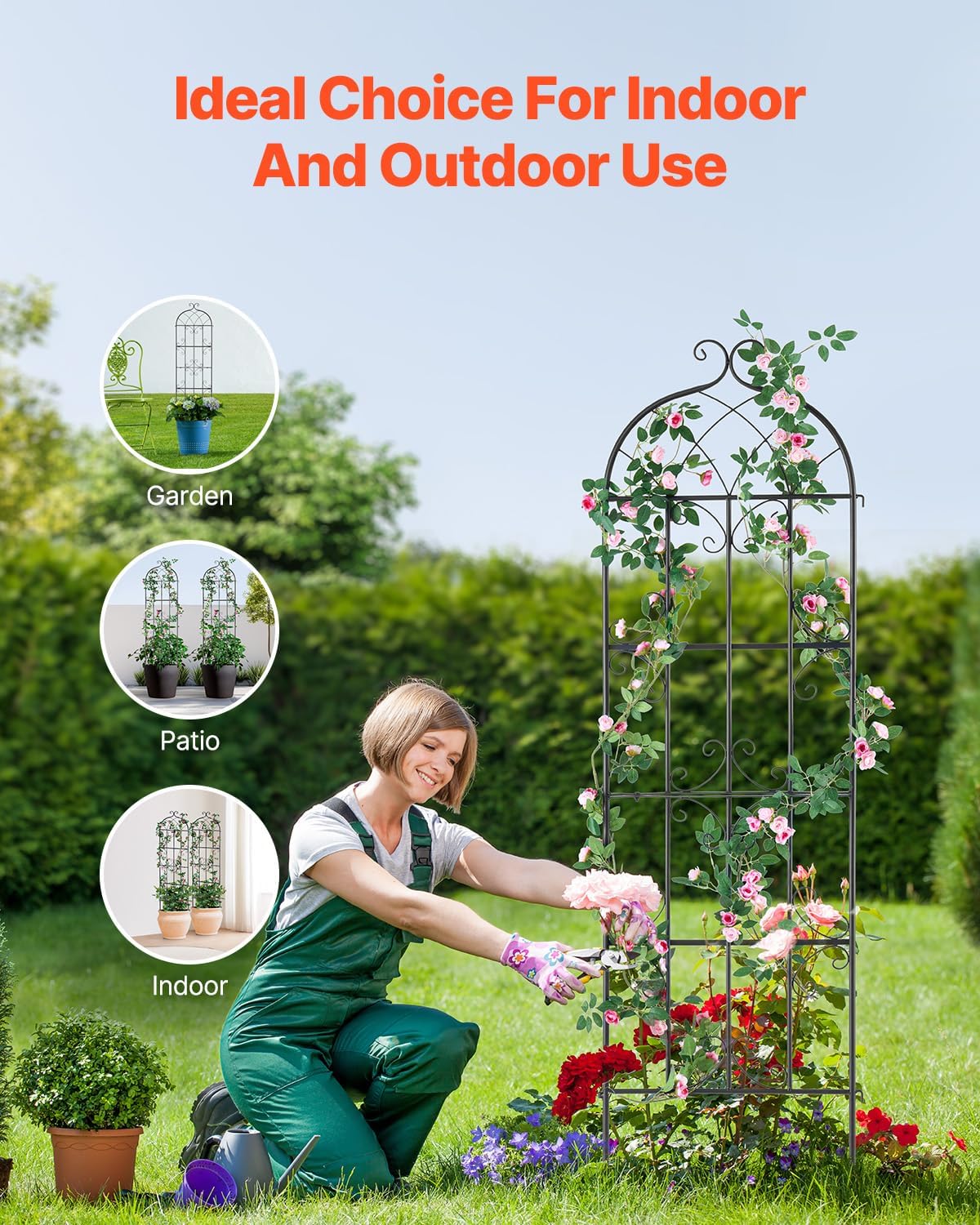 VEVOR 71 x 20 in, 4 Packs Rustproof Metal Garden Flower Trellis, Outdoor Climbing Rose & Cucumber Support, Decorative Clematis Trellis for Courtyards & Lawns