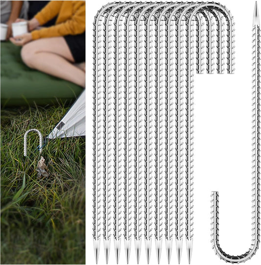 30 Pieces 12 Inch Long 5/16 Inch Diameter Rebar Tent Stakes Heavy Duty, Ground Anchors,Rebar Yard Fence Metal Lawn Bounce House Stakes Heavy Duty, Chain Link Fence J Hooks for Garden Wire Fencing