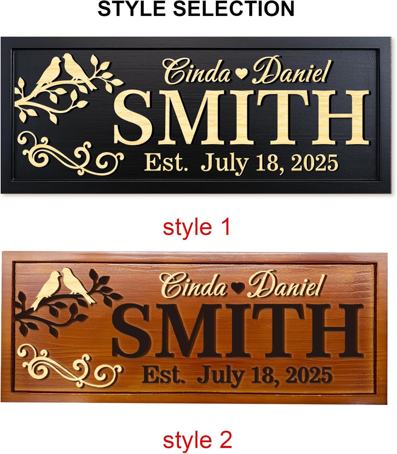 Personalized Wooden Family Name Sign Custom Carved Last Name Plaque with Established Date Rustic Solid Wood Wall Art for Home Decor Wedding Gift