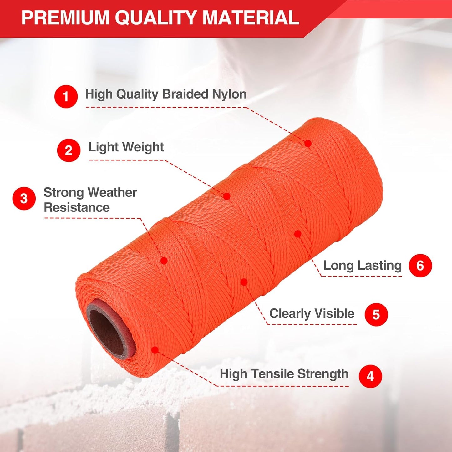 Goldblatt Mason Line, 500 Feet #18 Braided Nylon String, Perfect for Gardening or Masonry Tools