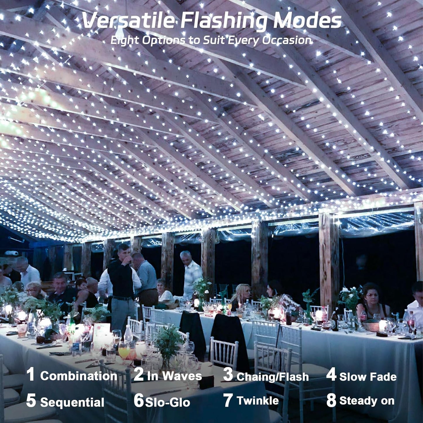 Solar Fairy Lights Outdoor Waterproof,39.4ft 120LED Solar String Lights for Outside 8 Modes 2 Packs for Patio Backyard Garden Wedding Deorations Cool White