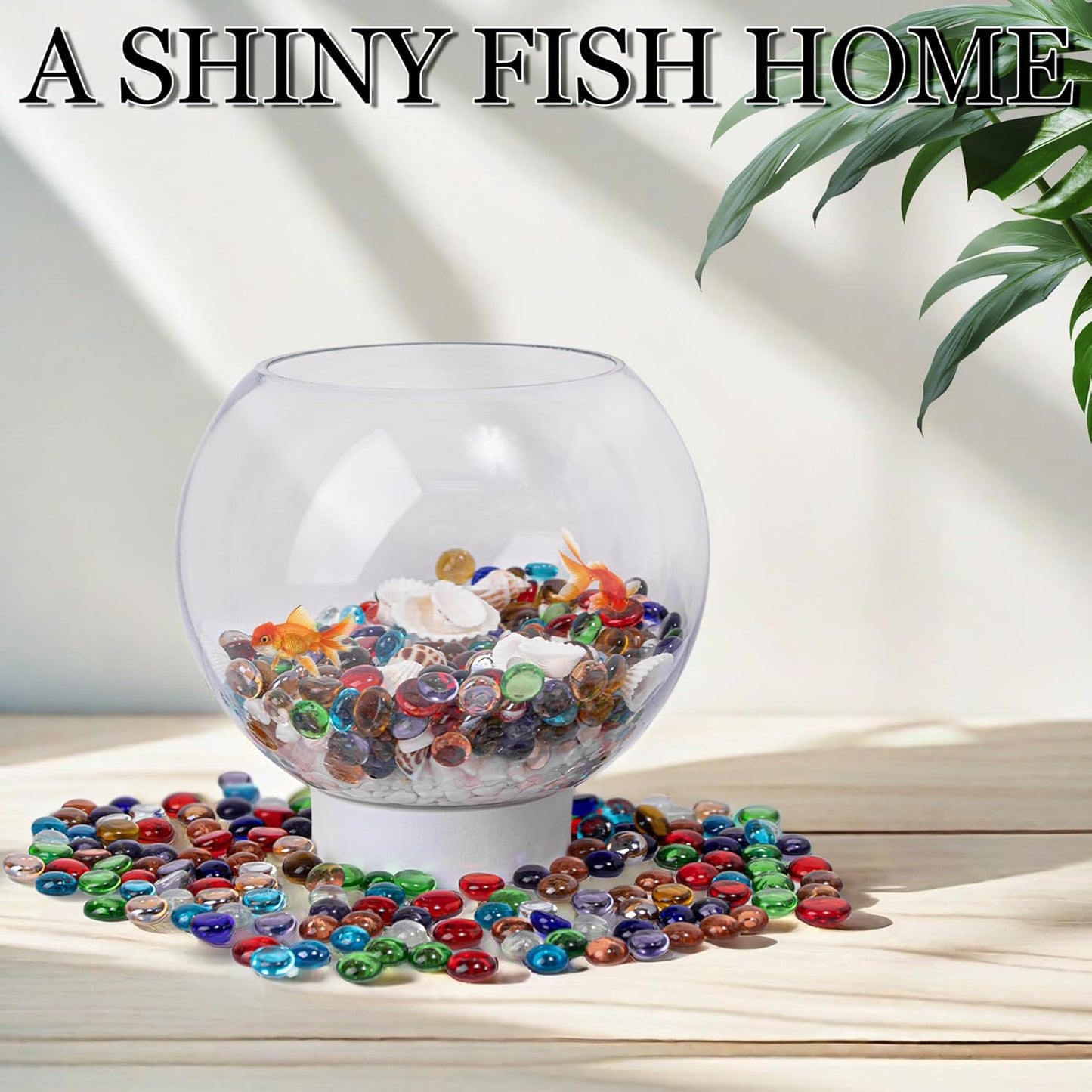 50PCS Mini Glass Gems,Mixed Colour Mancala Stones Flat Bottom Marble Beads for Home Decorative Art Craft Vase Filler(0.5"~0.7")