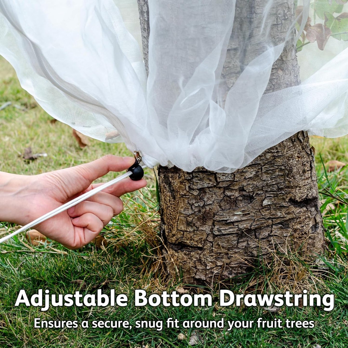 JOJOLEE Fruit Tree Netting for Garden Protection, 1Pc 9.8 x 9.8FT Insect Bird Nettings with Zipper and Drawstring, Plant Cover Mesh Net Bags for Blueberry Bushes, Tomatoes, Flowers