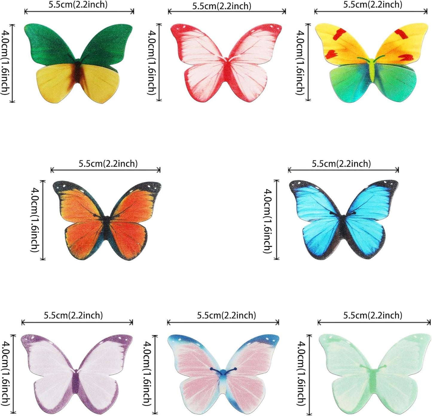 50 PCS Edible Butterfly Cupcake Toppers Butterfly Cupcake Picks Wafer Paper Butterfly Cupcake Decorations for Butterfly Theme Baby Shower Wedding Birthday Party Cake Decorations Supplies Colorful