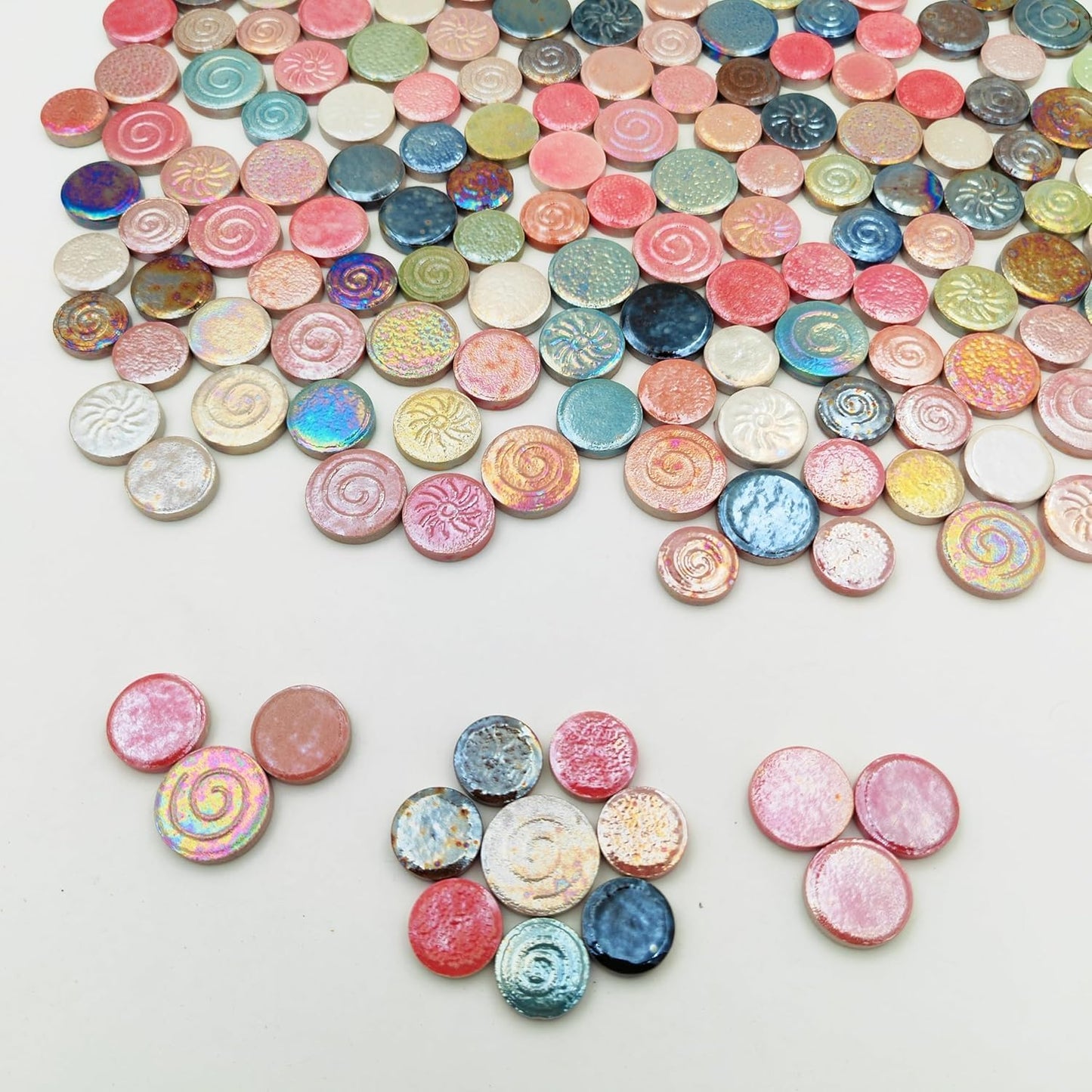 500g/1.1lb Random Color Irregular Ceramics Mosaic Tiles,DIY Making Creative Ceramic Mosaic Tiles for DIY Craft Plates Flowerpots Vases Cups Mosaic Making Supplies (Mix Round)