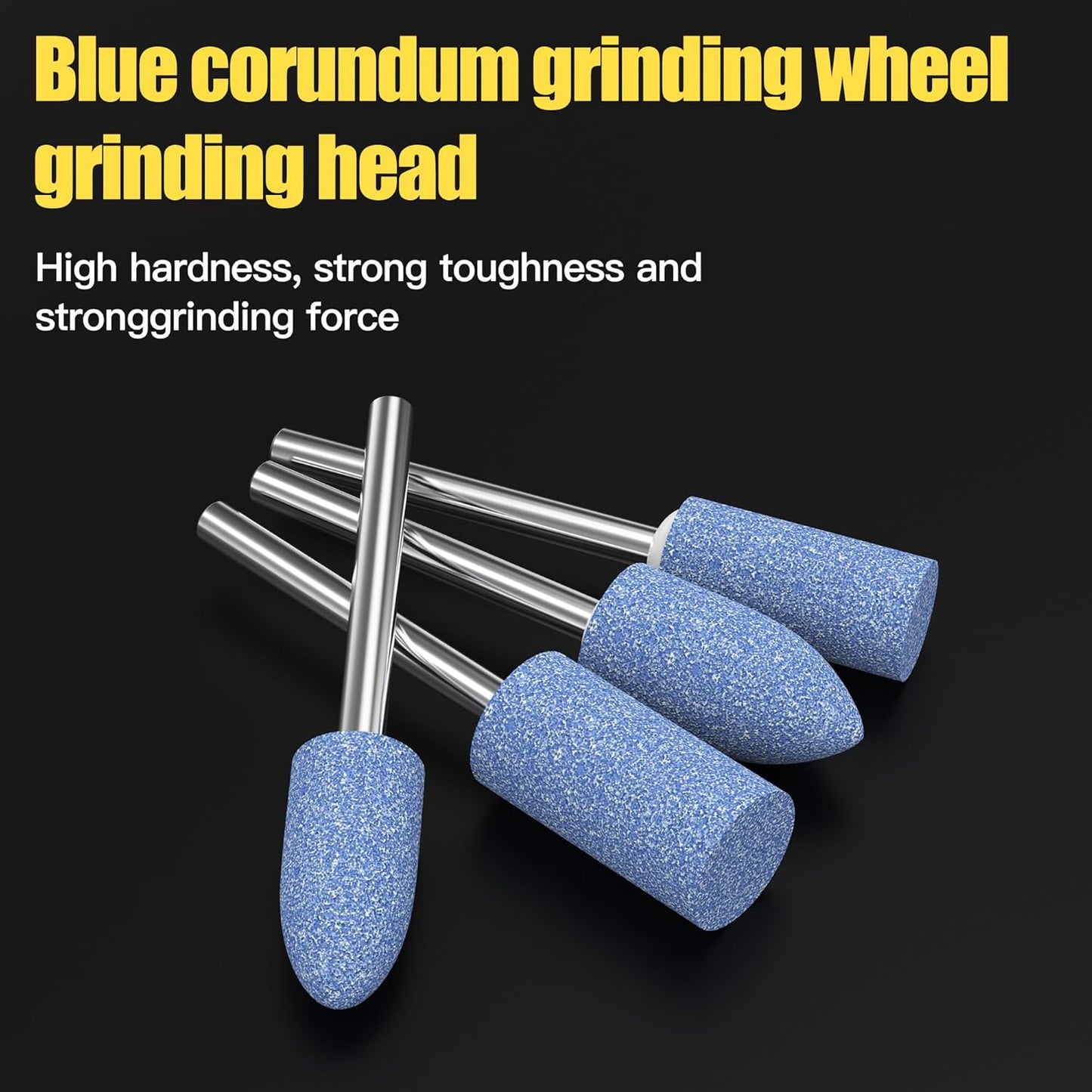 HUHAO 7Pcs Rotary Grinding Stone- 3mm Shank Assorted Shape Abrasive Stone Mounted Grinding Point Sharpening Bits for Rotary Tool Drill, Grinding, Polishing