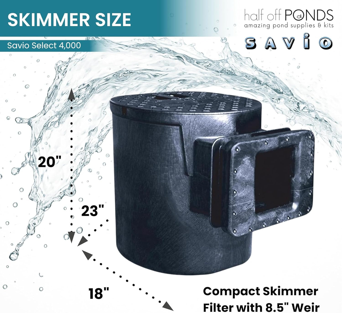 HALF OFF PONDS Savio Select 4,000 GPH Submersible Pump Pond Kit with 20' x 20' EPDM Rubber Pond Liner for Water Garden & Koi Pond