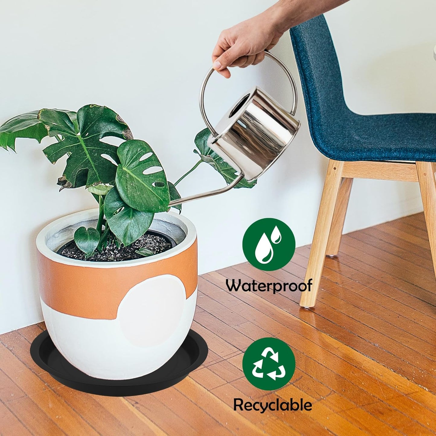 6 Pack 12 Inch Round Plant Saucers for Less 9.8 Inch Pot Indoors Outdoors Plant Trays for Pots Planter Saucer Plant Drip Tray Flower Planter Water Tray for Potted Plant(Black, 11.8"(6pcs))