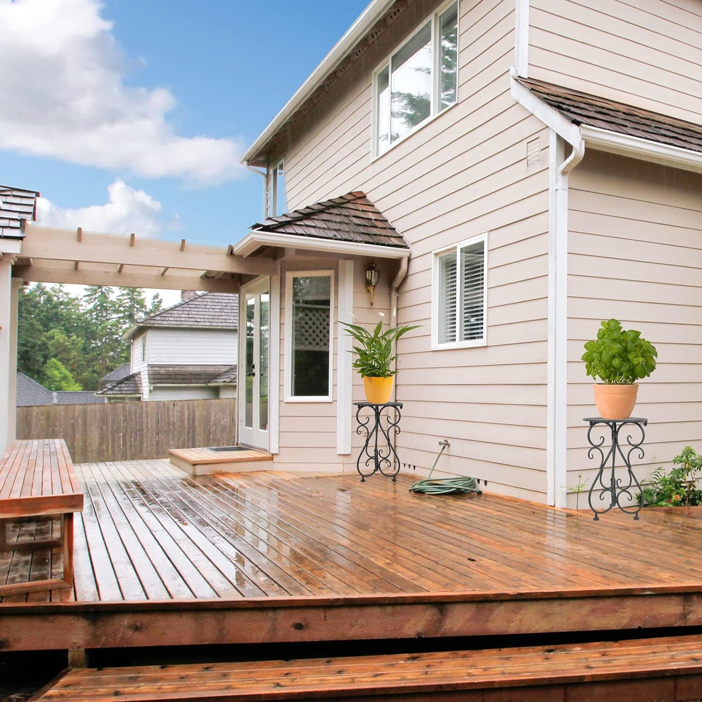 Metal Plant Stands 2 Pack, Heavy Duty Plant Pedestal 17" Tall, Single Flower Pot Holder for Indoor, Outdoor, Patio, Porch, Garden, Balcony, Black