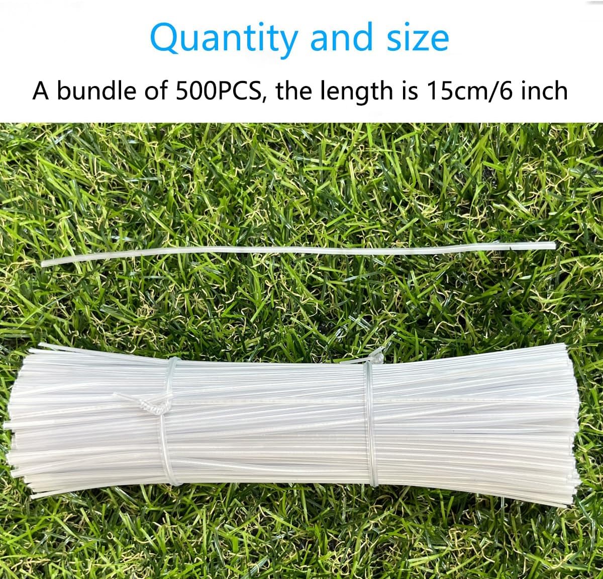 500 Pack 6 Inch Clear Plastic Twist Ties - Reusable Twisty Ties for Cords, Garbage Bags, Gardening and More - Durable, Flexible and Coated for Long-Lasting Use