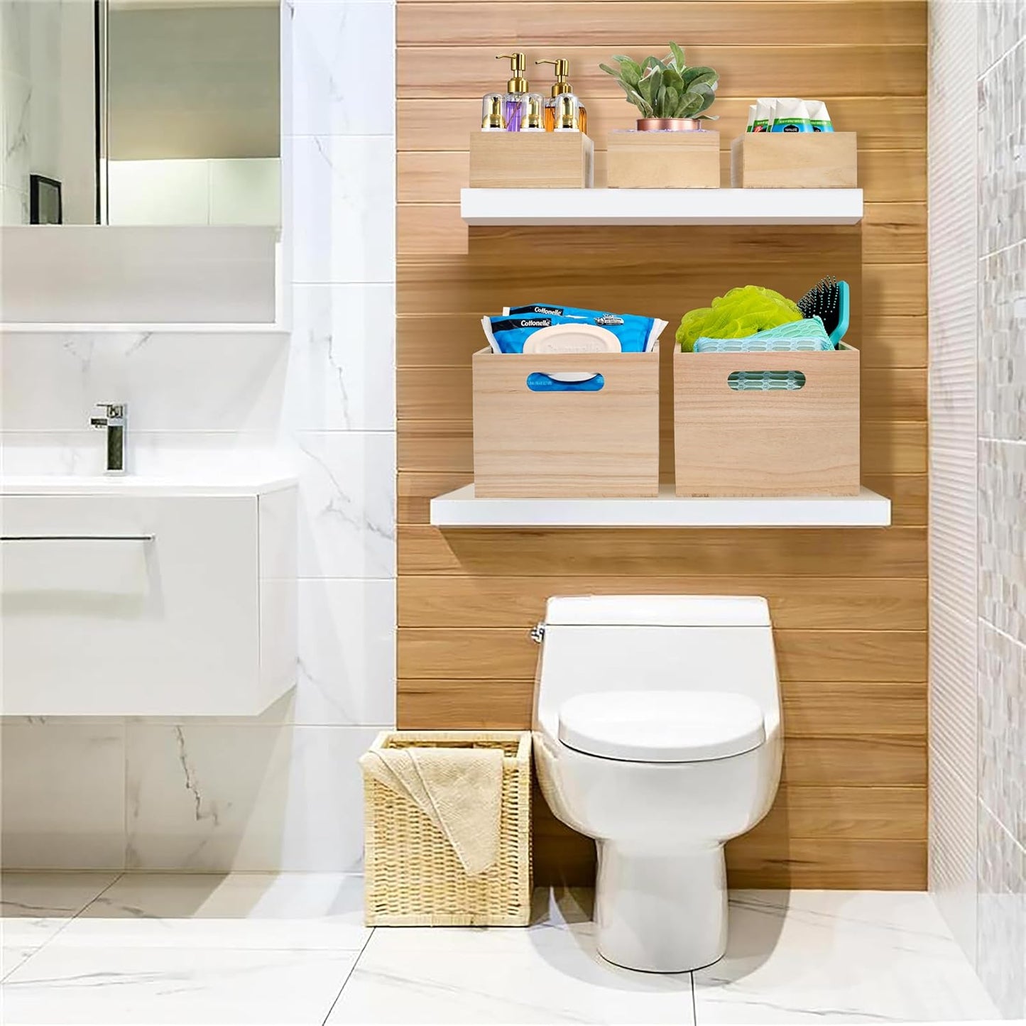 Sorbus Unfinished Wood Crates - Organizer Bins, Wooden Box for Pantry, Closet, Arts & Crafts, Cabinet Organizers, Containers (4 Pack)