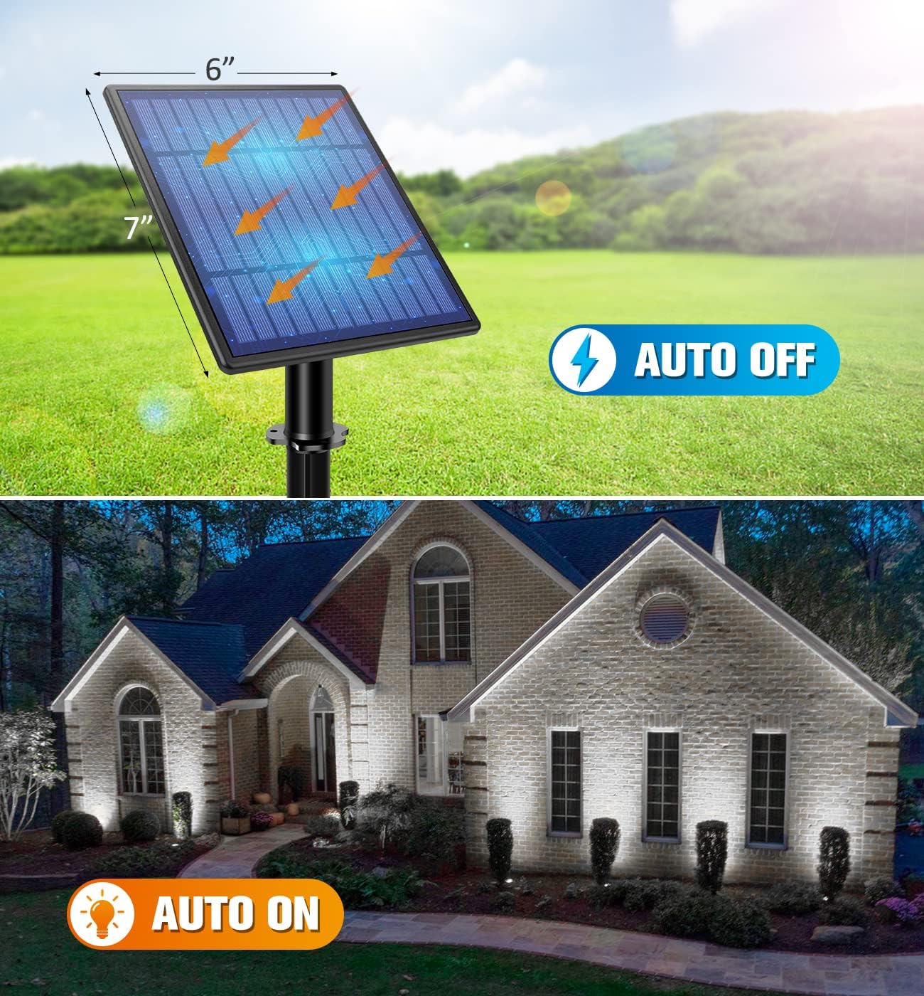 APONUO Metal Outdoor Solar Landscape Lights Solar Lights Outdoor Waterproof Solar Landscape Spotlight for Yard Landscape Lighting, Auto On/Off for Pathway,Driveway, Porch, Patio (Cool White)