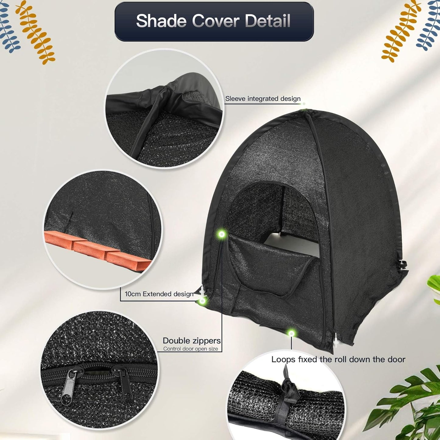 2pack Pop up Plant Sunshade Cloth,Plant Sun Shade Net for Flower UV Resistant Pest Guard Cover for Outdoor Gardens Sunblock Shade Cover with Carry Bag and 16 Stakes (Black)