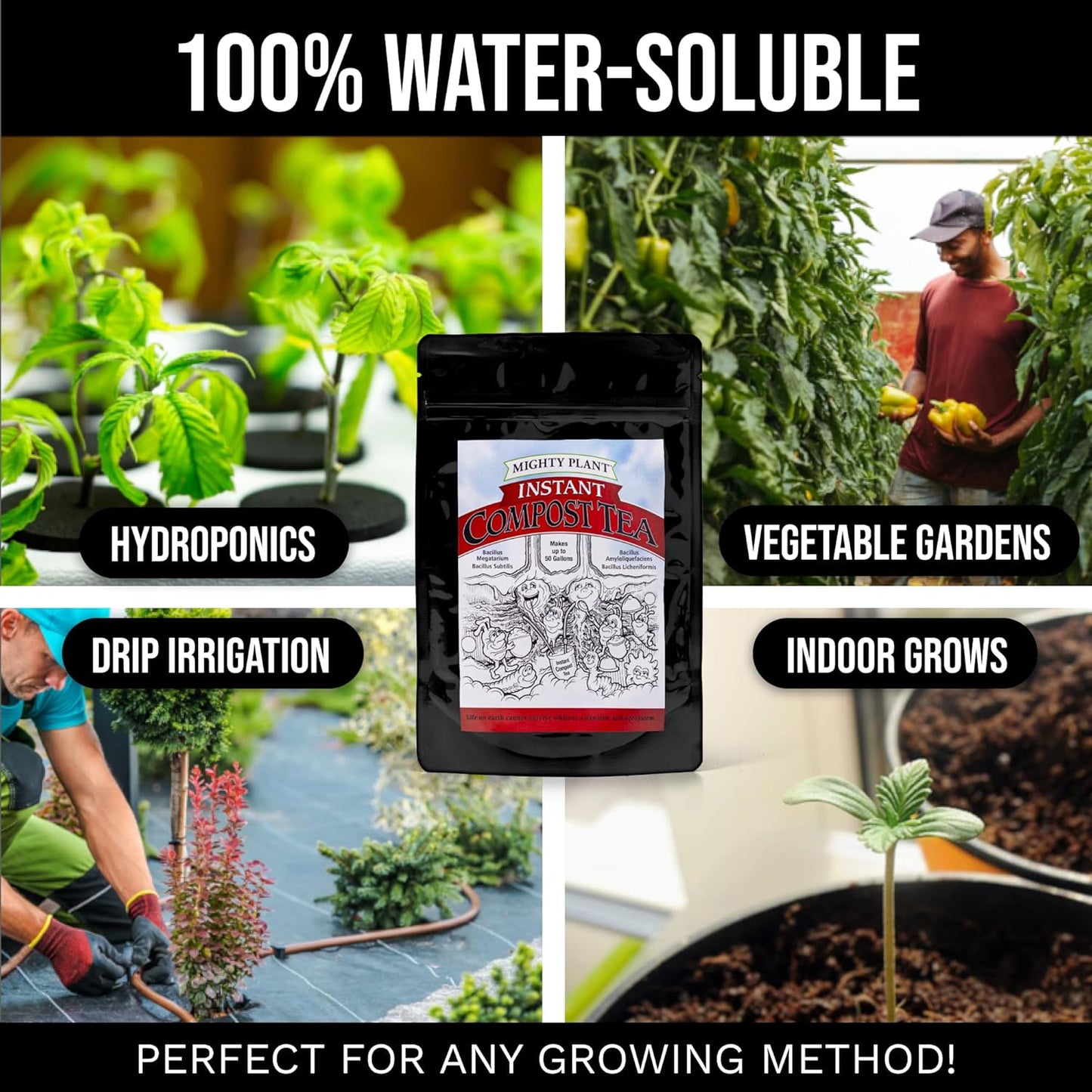 Organic Instant Compost Tea (1 lb) – Probiotic Plant Food Bloom Booster & Yield Booster for Hydroponics & All Gardening Types | Microbial Formula Converts Amino Acids for Enhanced Growth (1, Pounds)