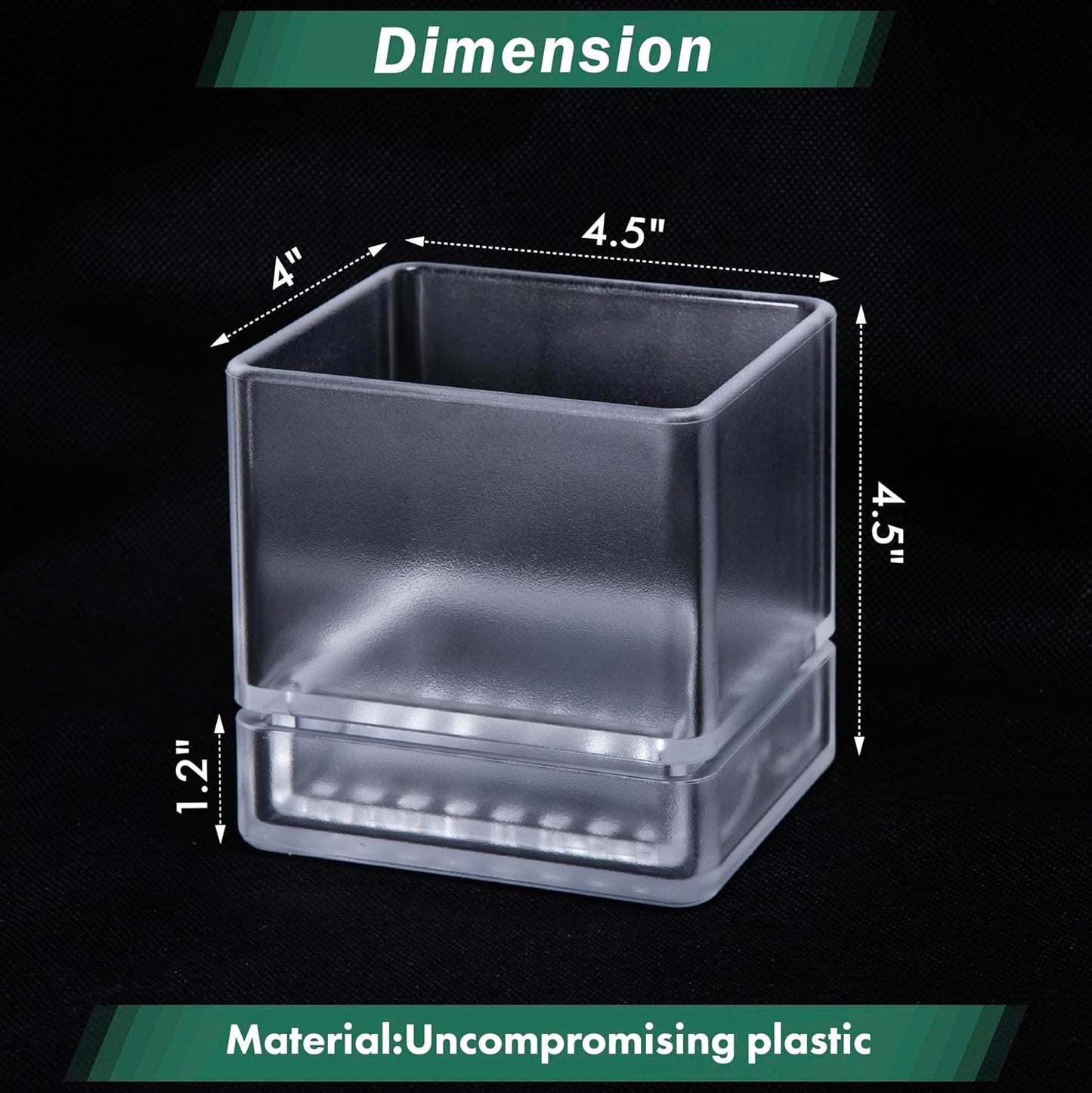 4 Inch Herb Planter Pot, Plastic Planter with Drainage Holes and Saucer, Modern Decorative Gardening Pot for Indoor Plants, Flowers, Herbs, Succulents, Clear, Set of 4, 76-Y-D-4