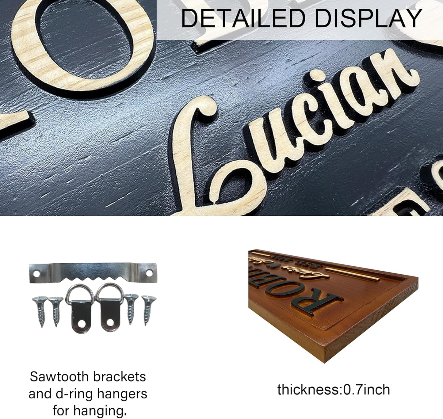 Personalized Wooden Family Name Sign Custom Carved Last Name Plaque with Established Date Rustic Solid Wood Wall Art for Home Decor Wedding Gift