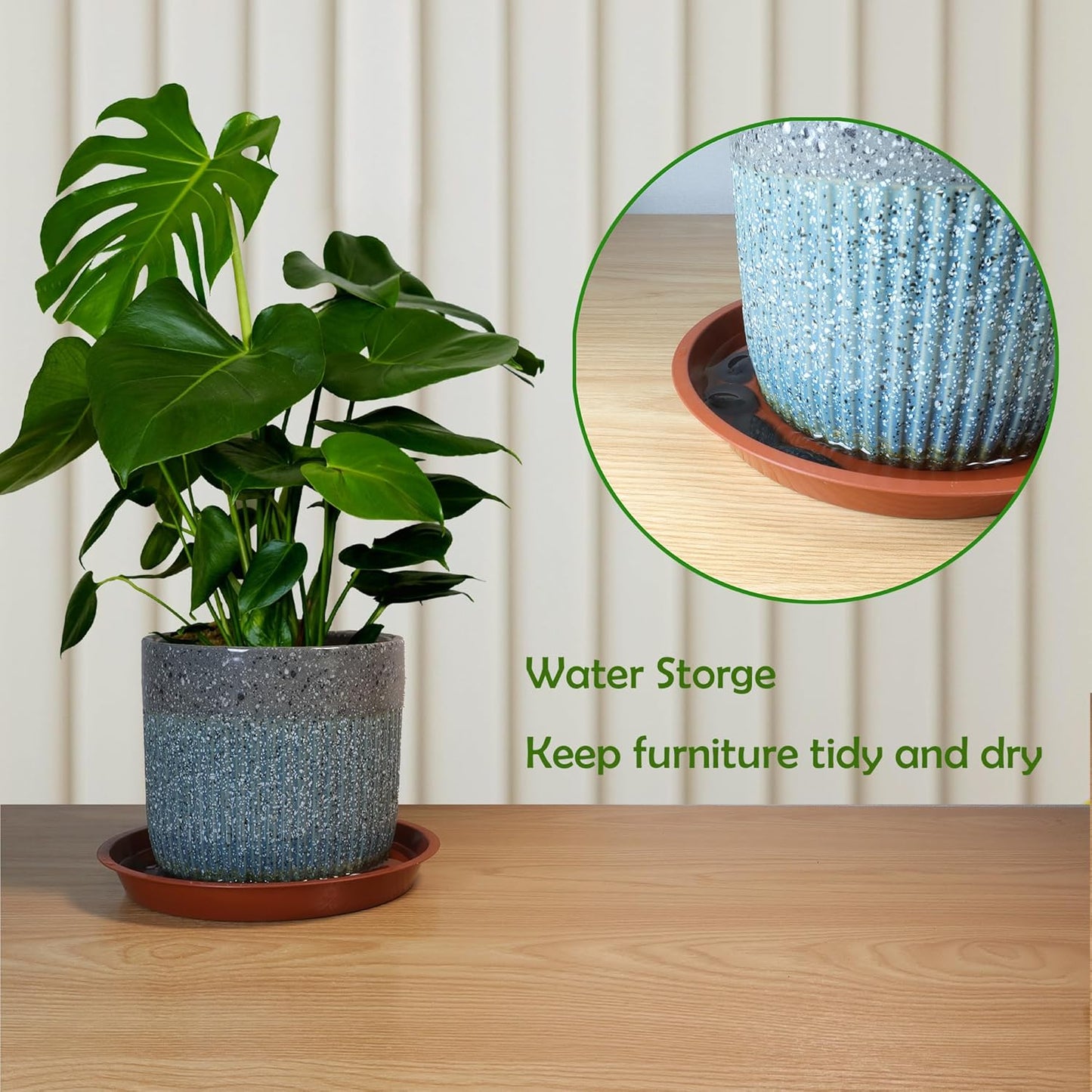 6 Pack 10 Inch Round Plant Saucers for Less 8.4 Inch Pot Indoors Outdoors Plant Trays for Pots Planter Saucer Plastic Plant Drip Tray Planter Water Tray for Potted Plants(White, 10"(6pcs))