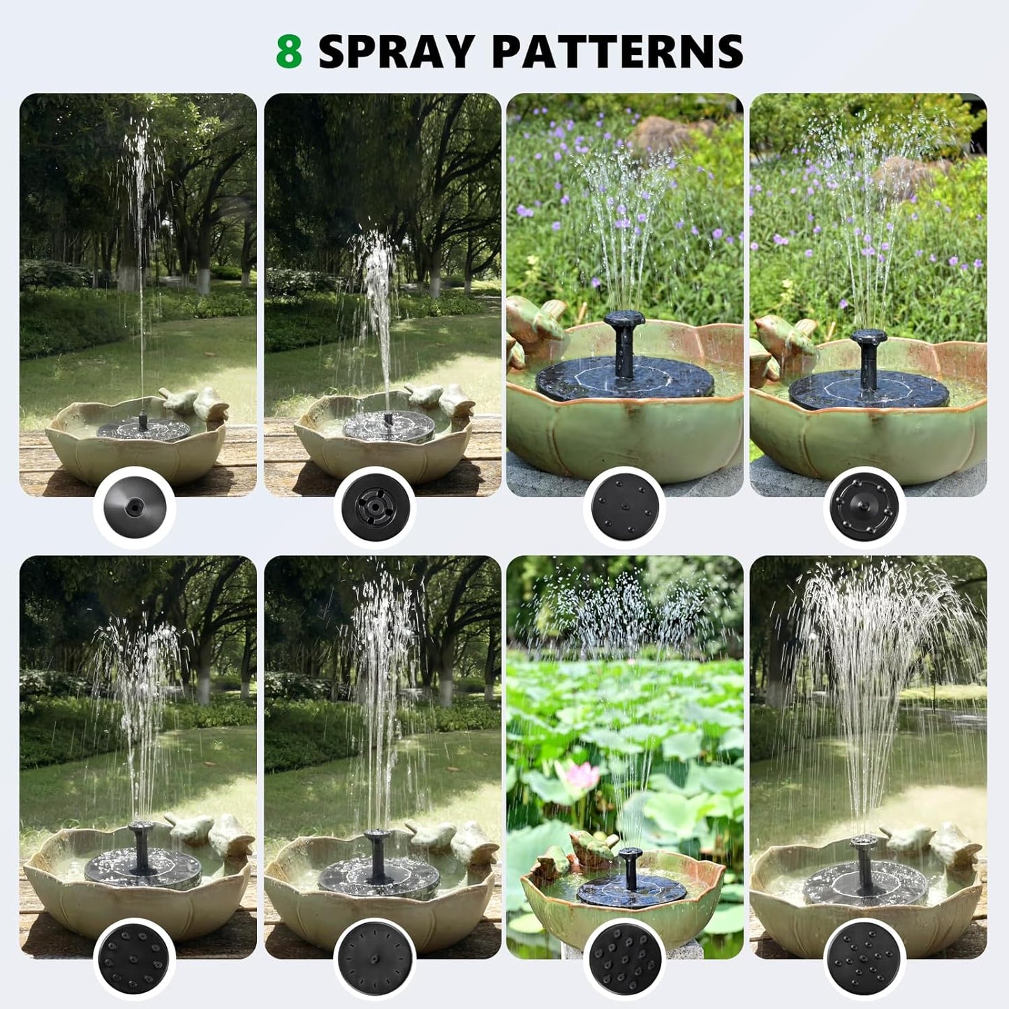 Solar Fountain Ceramic Bird Bath for Outdoors Hummingbird Solar Bubbler Fountain with Ground Ceramic Bird Baths Bowl for Outside, Large Table Top Garden Décor for Patio, Yard & Home