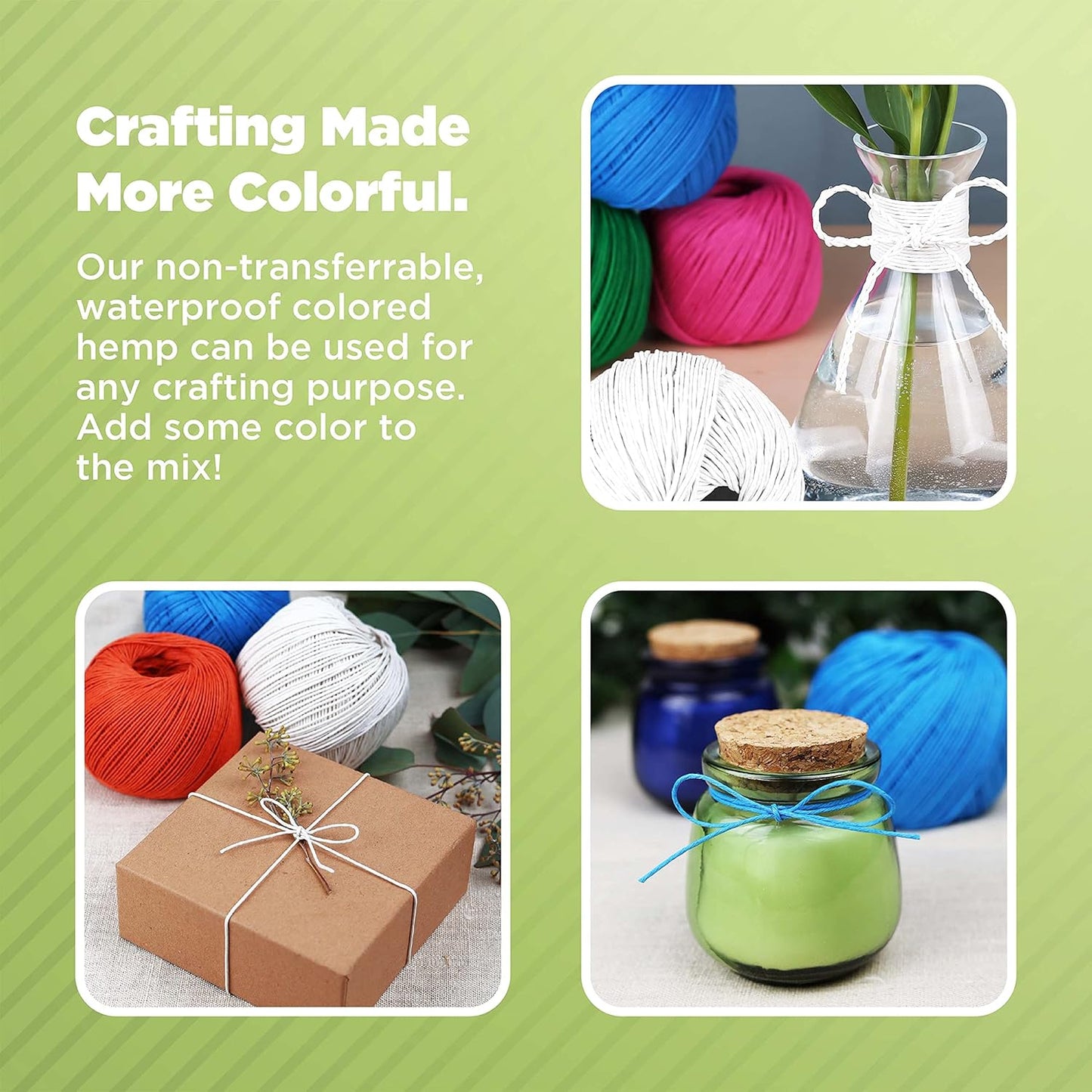 Hemp Twine for Gardening - Twine for Crafts - Organic Natural Hemp String for Jewelry Making - Strong Durable Cord for Decoration, Macrame + Cooking - 1MM, 100G/430 Ft. - 20 lb. Test Strength - Black