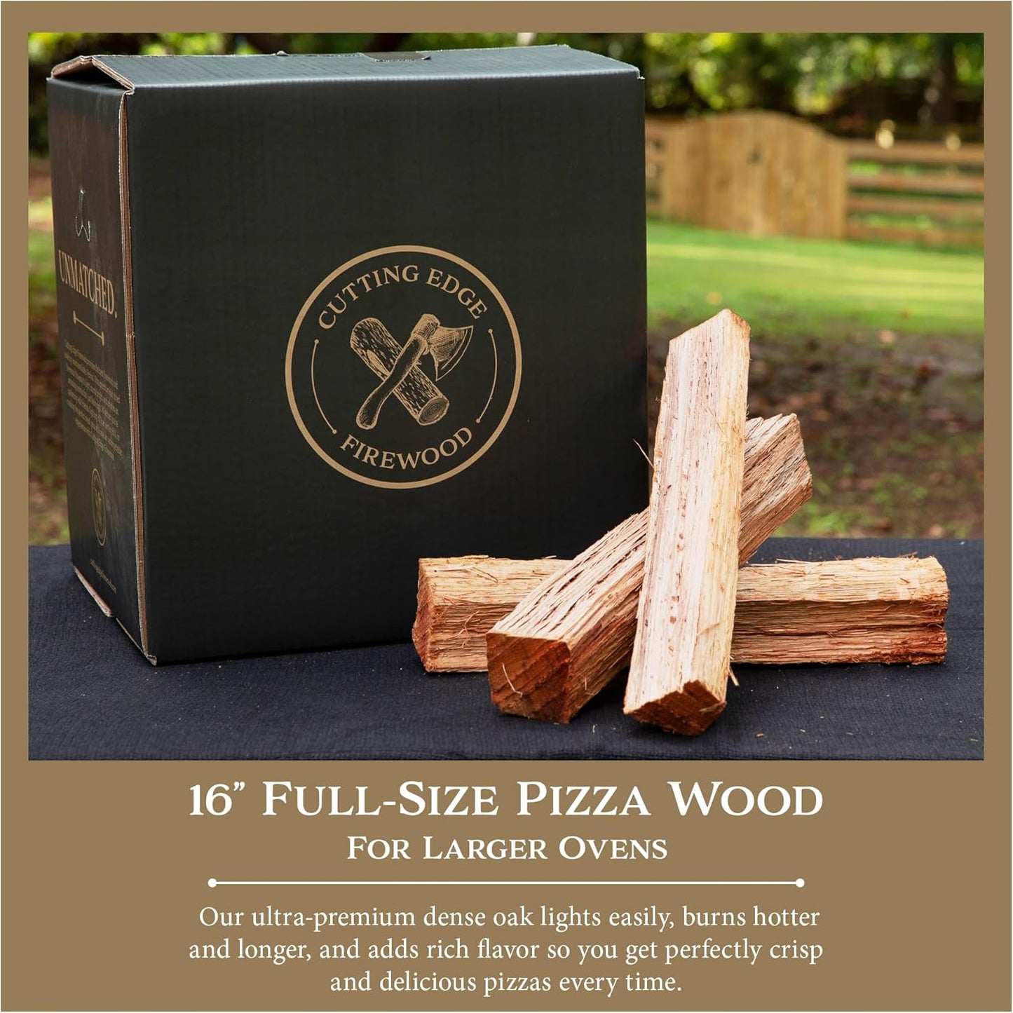 Cutting Edge Firewood 16 inch Full-Size Pizza Cut Ultra-Premium Oak Cooking Wood for Wood-Fired Pizza Ovens