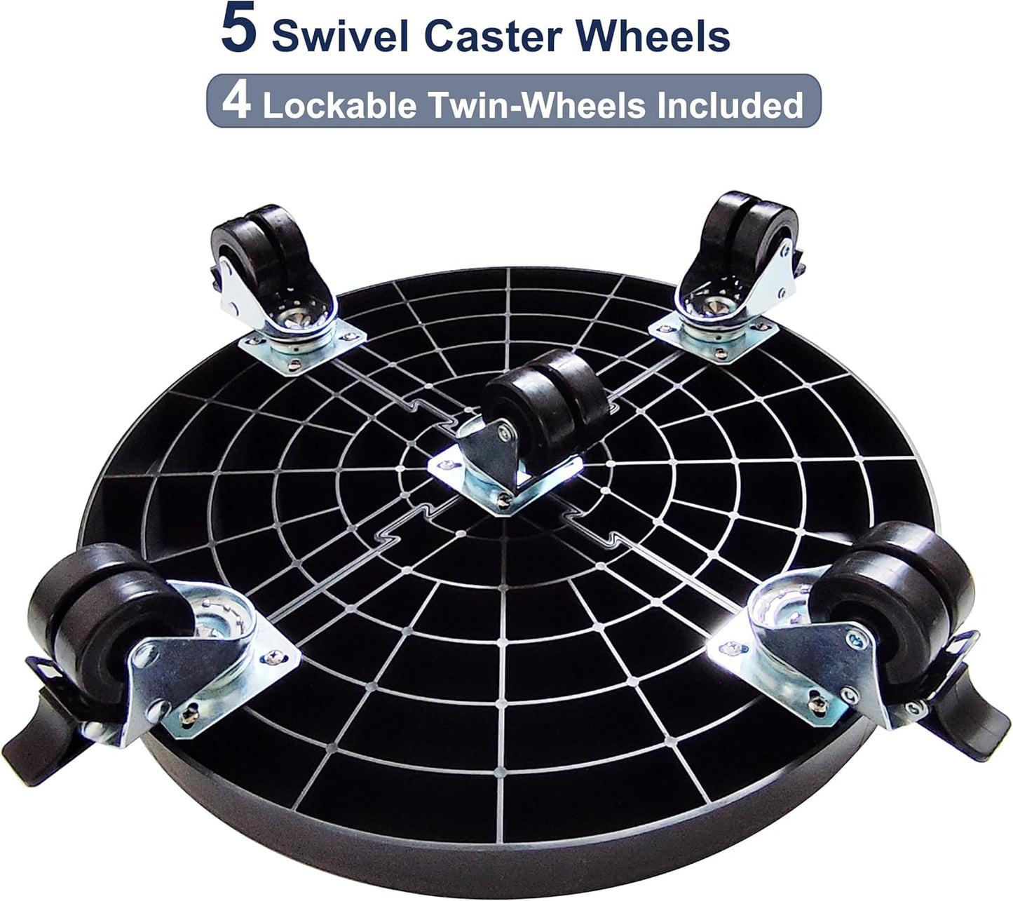 16 Inch Plant Caddy with Wheels Outdoor Indoor, Large Rolling Plant Stand for 500lb Heavy Duty Flower Pots, Round Plant Rollers Lockable Potted Planter Dolly, Black