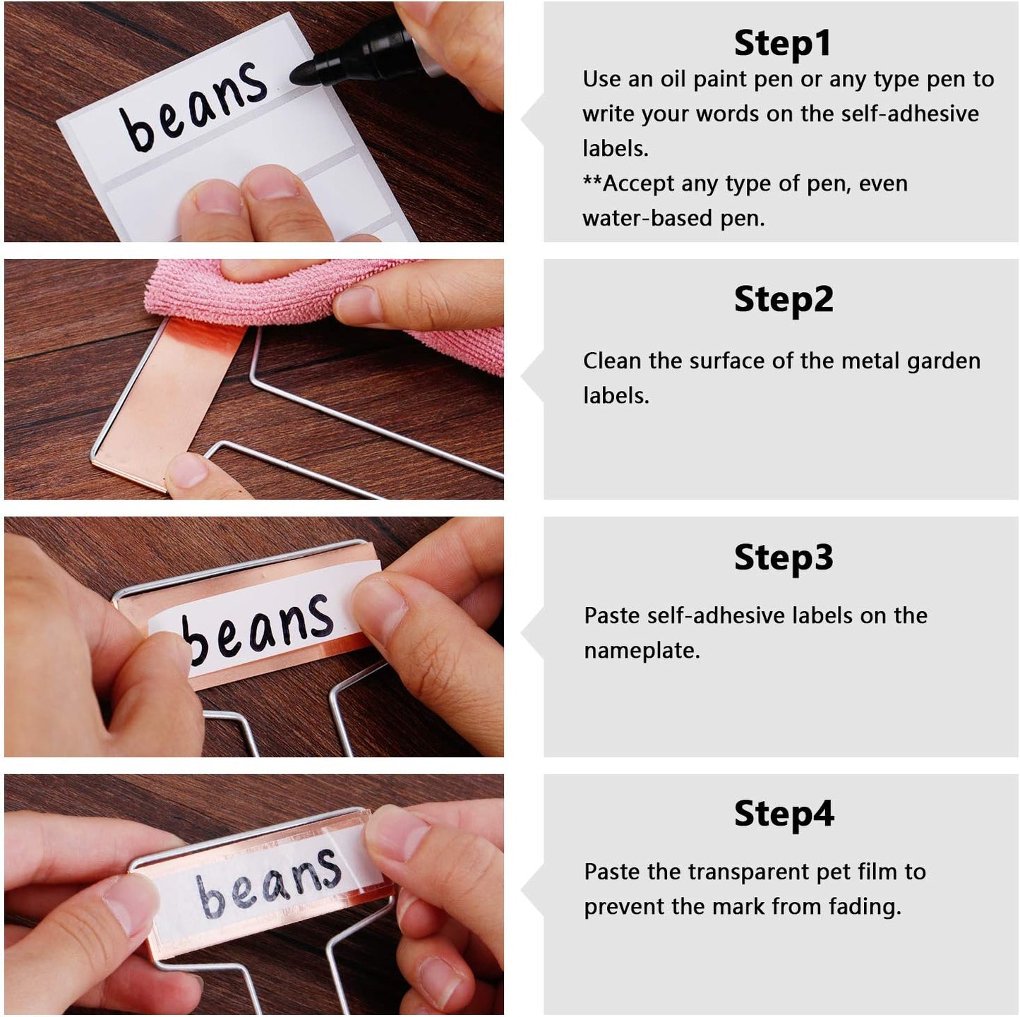 25PCS Copper Metal Plant Tags Plant Labels with 50Pcs Labels, Rainproof PET Film & Permanent Pen, 6.1 inch Weatherproof Banner Garden Markers, Marking Protection Seedling Signs Nursery Tags