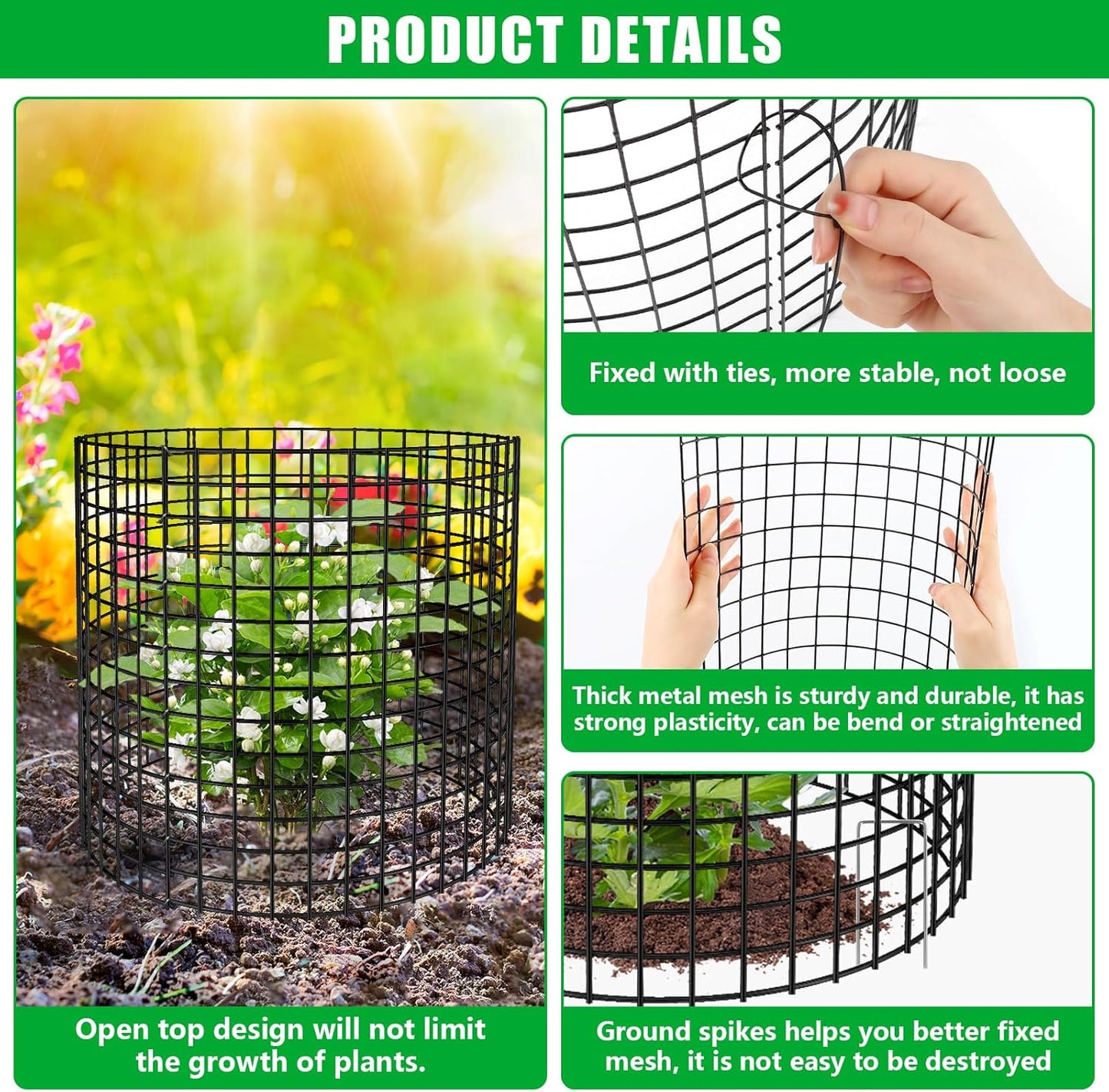 5 Pack Plant Protector from Animals, 13x12 inch Wire Plant Cages Mesh Plant Cage Garden Plant Protector, Sturdy Bunny Barricades Chicken Wire Cloche Plant Protectors for Keeping Bunny Animals Out