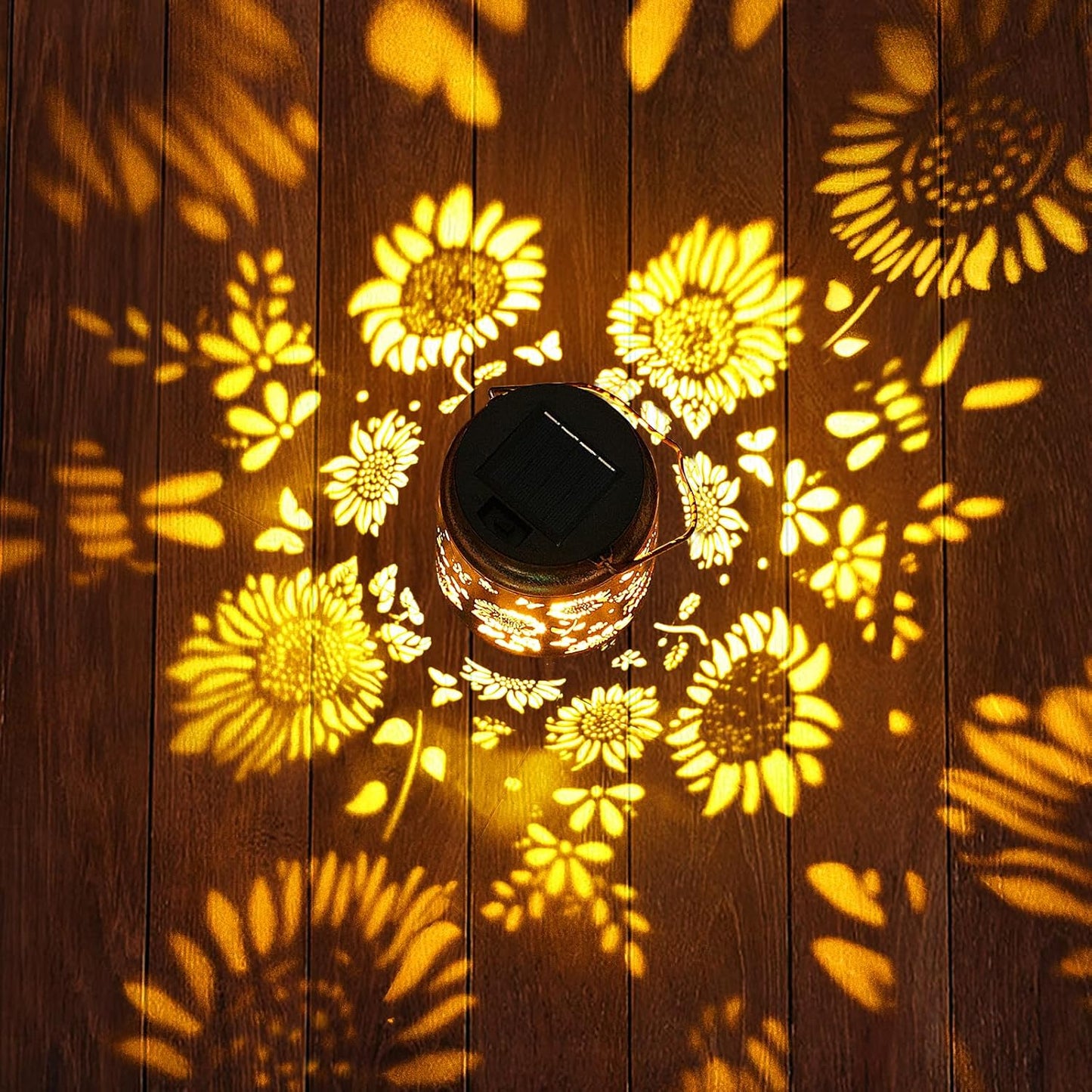 Sunflower Solar Lanterns Garden Decor, Birthday Gifts for Women Mom Grandma Metal Hanging Solar Lights Outdoor Waterproof LED Decoration with Shepherd Hook Outside for Garden Yard Patio Fall Decor