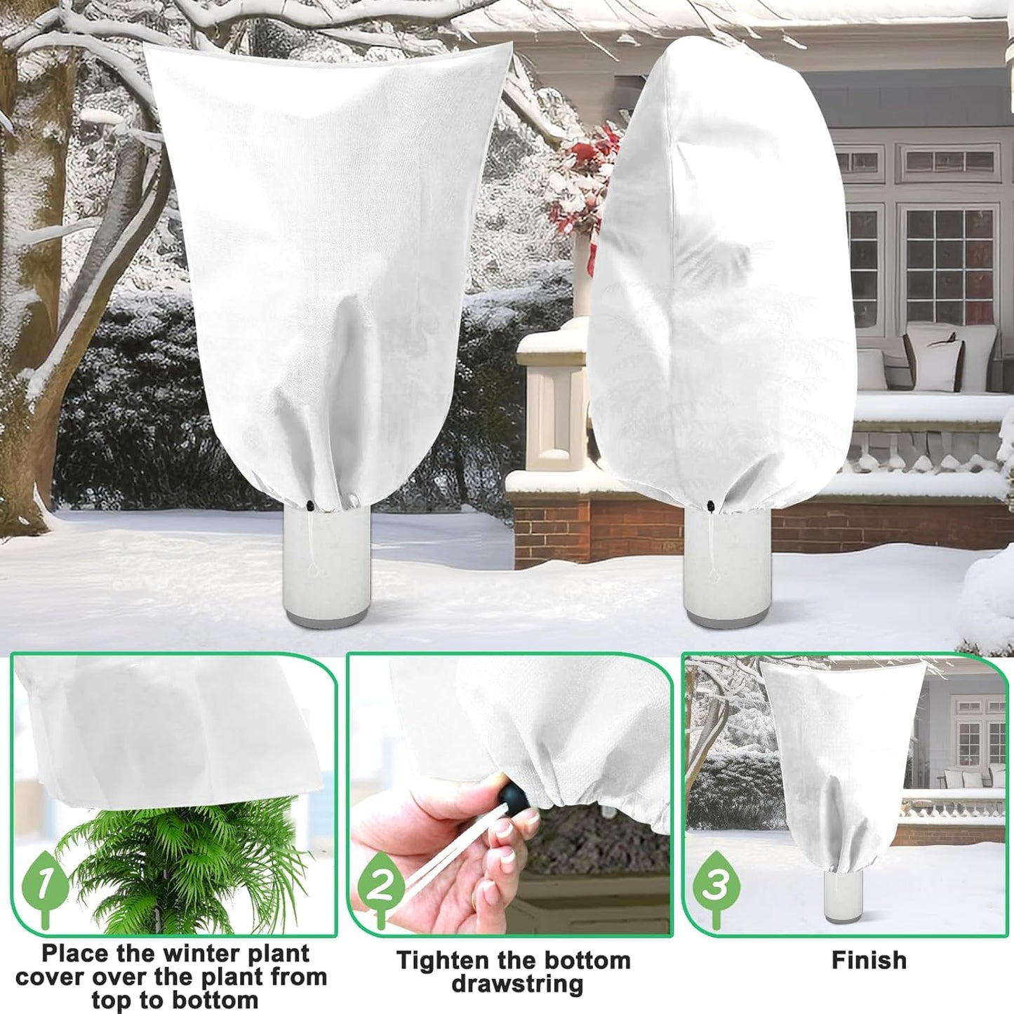 DQS 3 Pack Plant Covers Freeze Protection, 19.6" x 39.3" Winter Frost Protection Blankets Frost Cloth,Suitable for Outdoor Winter Frost, Cold Weather, shrubs, Trees, Jackets, and coverings