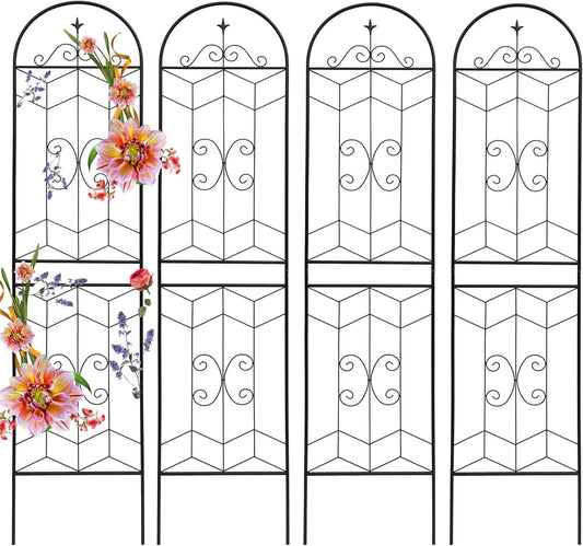 4 Pack 87x20in Garden Trellises with Black Metal Coating, Trellis for Climbing Plants Outdoor, Roses, Vines, Flowers, and Vegetables.