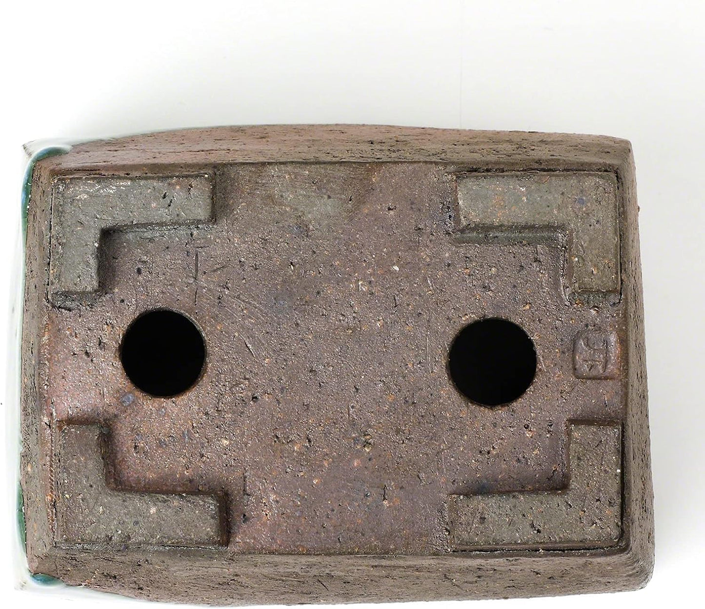 Wazakura Tokoname Series Small Handmade Rectangular Glazed Bonsai Pot with Drainage Holes 5.3 in (135 mm) Made in Japan, Ceramic Training Container and Planter - Brown Green