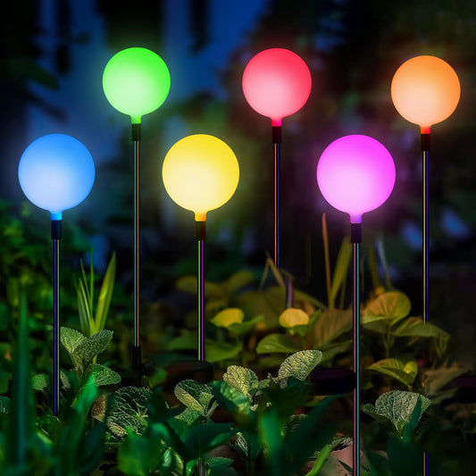 SOLPEX Solar Garden Lights 6 Pack, Solar Globe Lights Outdoor Waterproof, Multi-Color Changing Garden Spheres Outdoor Waterproof, Ball LED for Garden Decorations