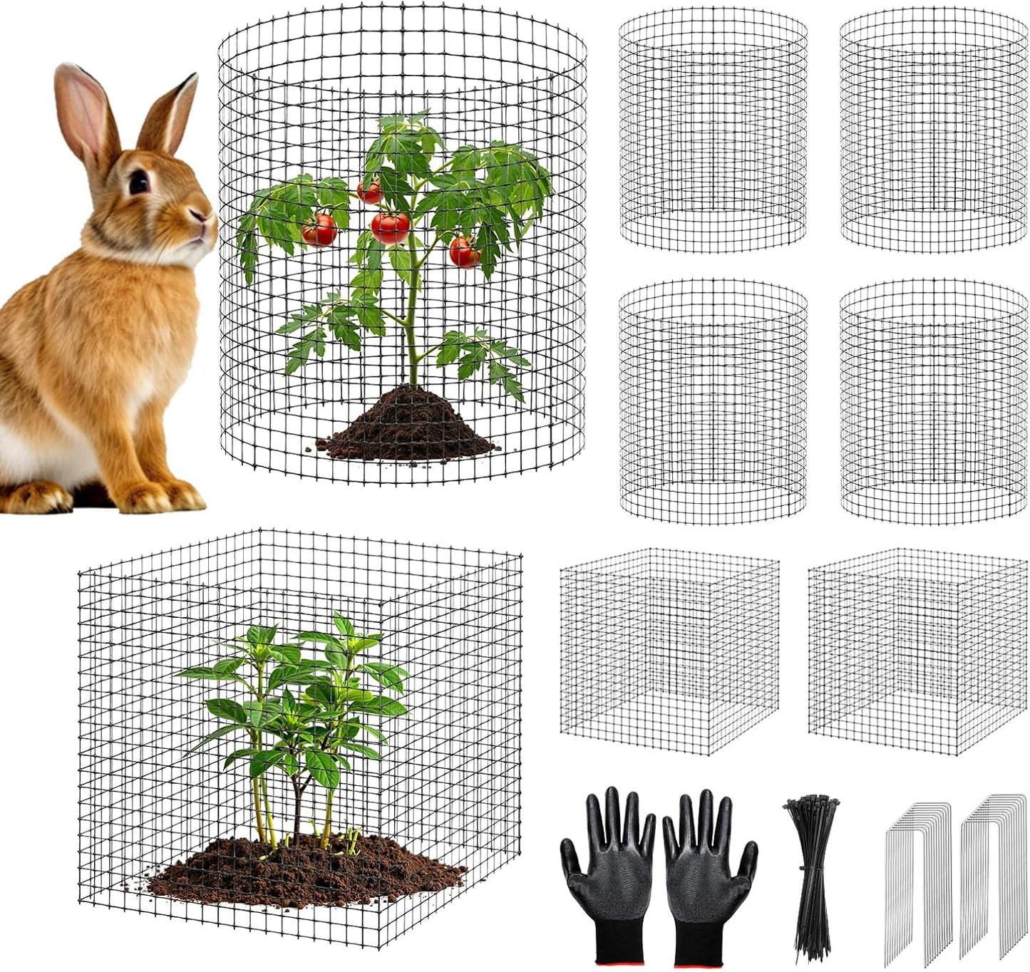 30 PCS Plant Protector from Animals, 10 Pack 12'' x 12'' Metal Plant Cages, Heavy Duty Garden Cage to Keep Animals Out,Garden Wire Mesh Protection from Rabbit Chicken Squirrel Tree,Vegetables,Flowers