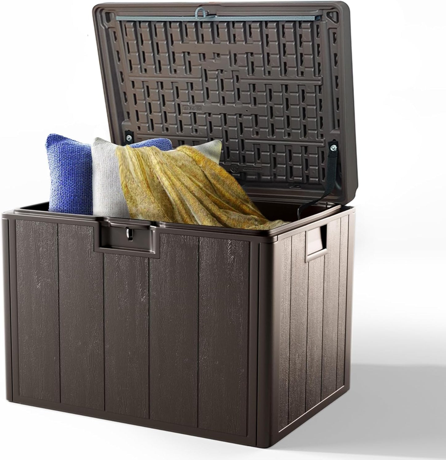 40-Gallon Resin Deck Box, Secure All-Weather Waterproof and UV-Resistant Storage for Patio, Garden, and Pool Equipment (Brown)