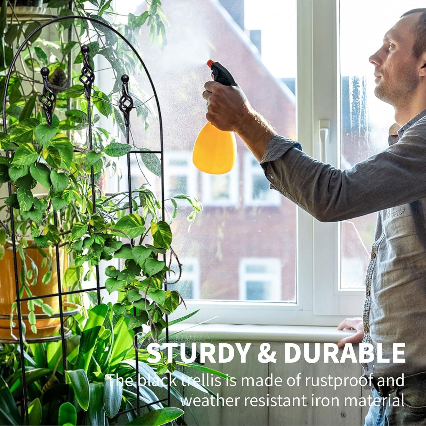 48" H x16 W Trellis,Black Garden Metal Vine Sturdy Trellises for Outdoor Climbing Plants Support Structures B (121cm) 2Pack