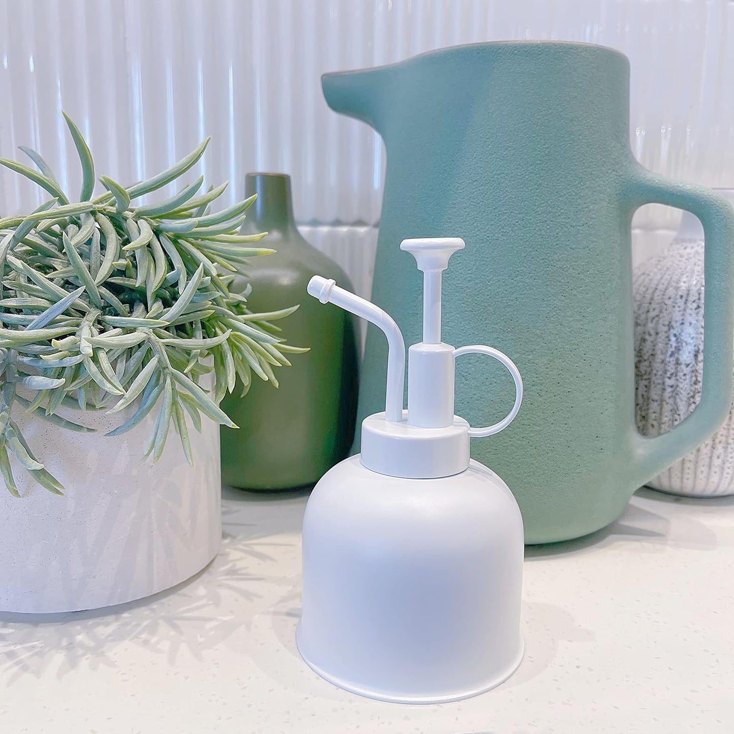 Plant Mister Spray Bottle Stainless Steel Watering Can for Indoor Plants Bonsai Sprayer Succulent Spritzer Houseplant Atomizer Terrarium Mister Modern Garden Tools 10oz/300ml White