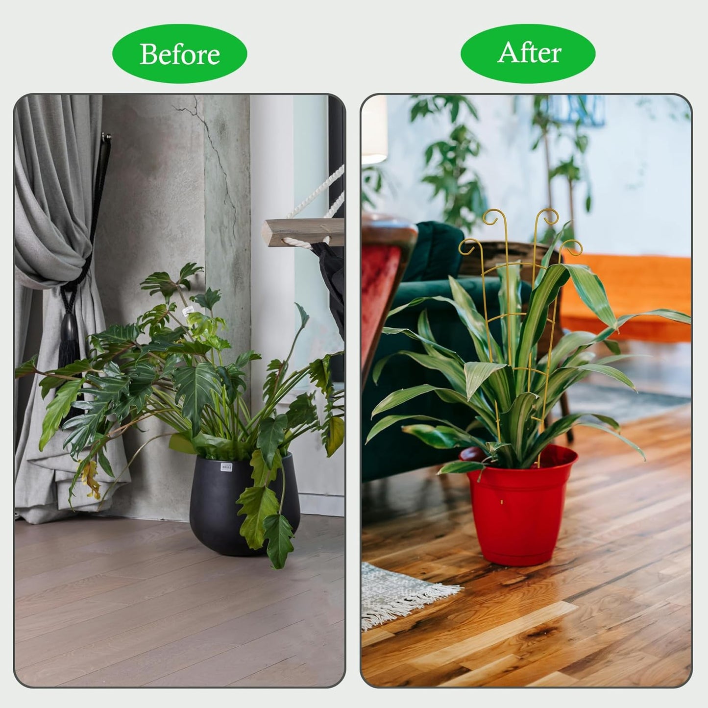 30 Inch Plant Trellis Indoor for Potted Plants 3 Pack Indoor Plant Trellis for Climbing Plants Stackable Houseplant Metal Garden Pot for Vine Ivy Support(30inch Gold)