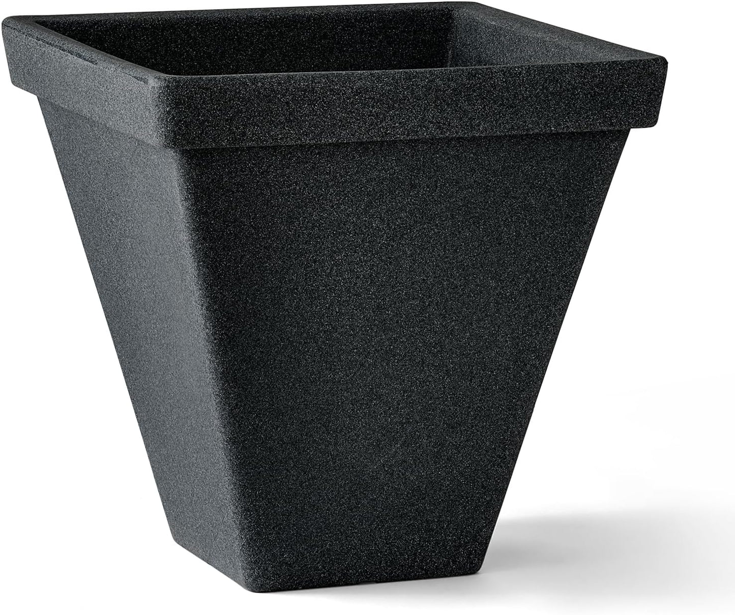 ARBORA 20" Mykonos Square Polyresin Indoor and Outdoor Planter with Classic Black Finish - Durable, Weatherproof, Lightweight, Large Plant Pot for Patio, Garden, Deck, Entryway