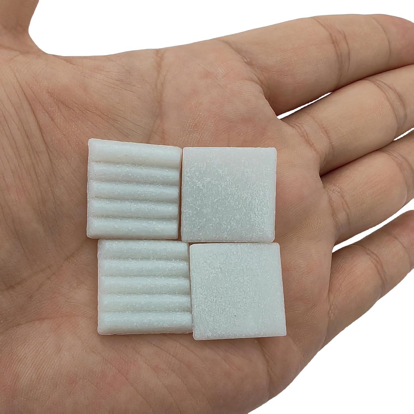 3/4 inch Quartz Glass Mosaic Tiles for Crafts, 1.1 LB, Square Mosaic Pieces for DIY Picture, Home Mosaic Decoration (White)