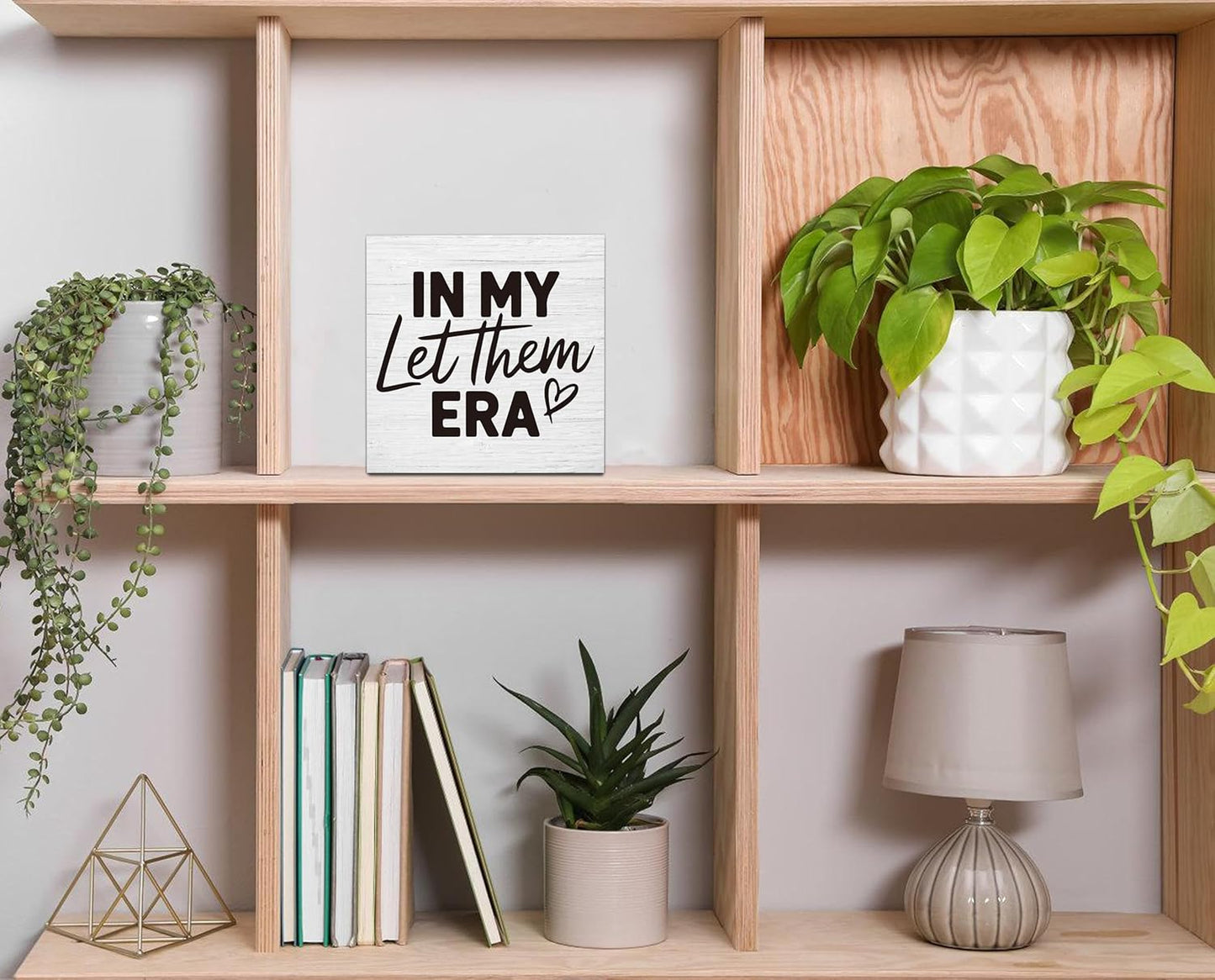 Let Them Wooden Sign, Desk Decorations For Women Office, 5x5 Inch Farmhouse Funny Office Decor Wood Box Sign, Desk Shelf Cubicle Accessories, Appreciation Gifts for Coworkers Boss, 08