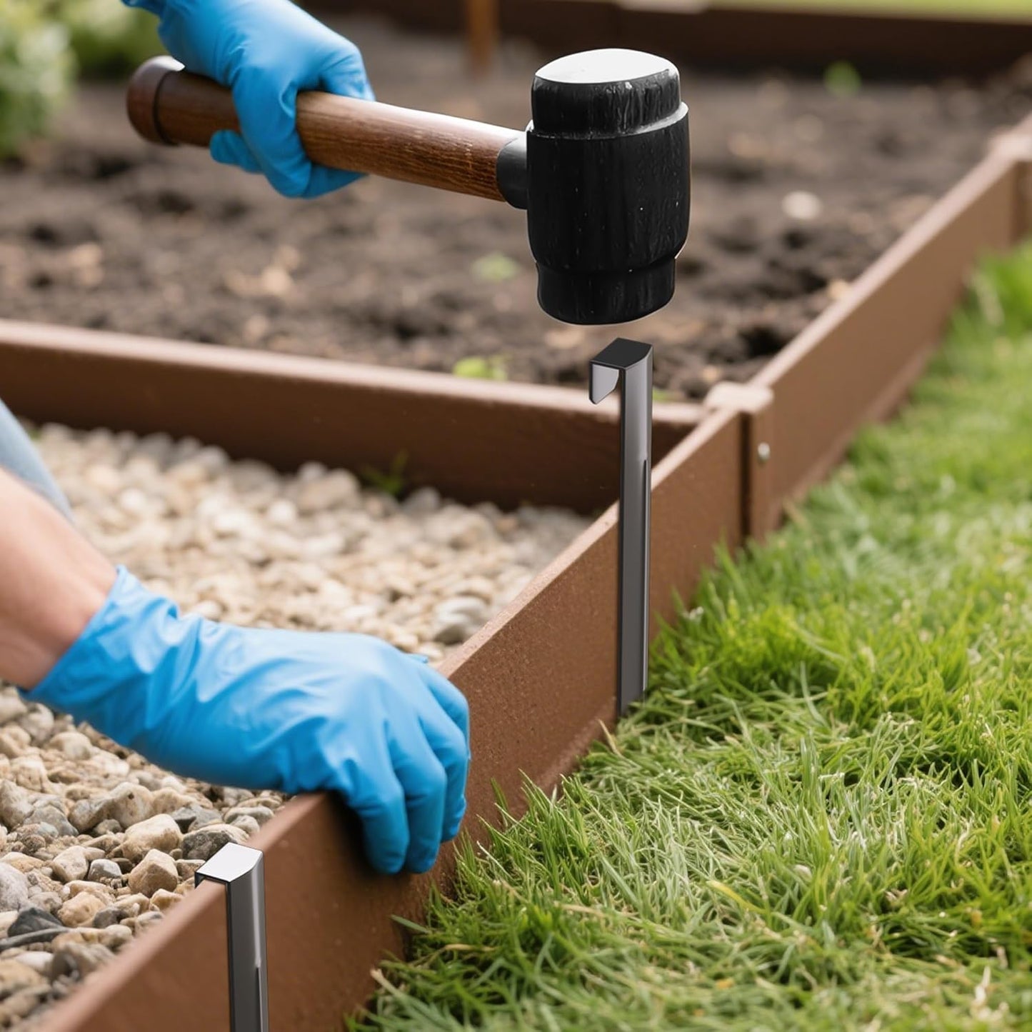 20Pcs Metal Landscape Edging Stakes, 10 Inch Garden Stakes Landscape Anchoring Spikes for Terrace Board, Landscape Edging Coil, Grass Barrier, Bender Board, Garden Liner, Black